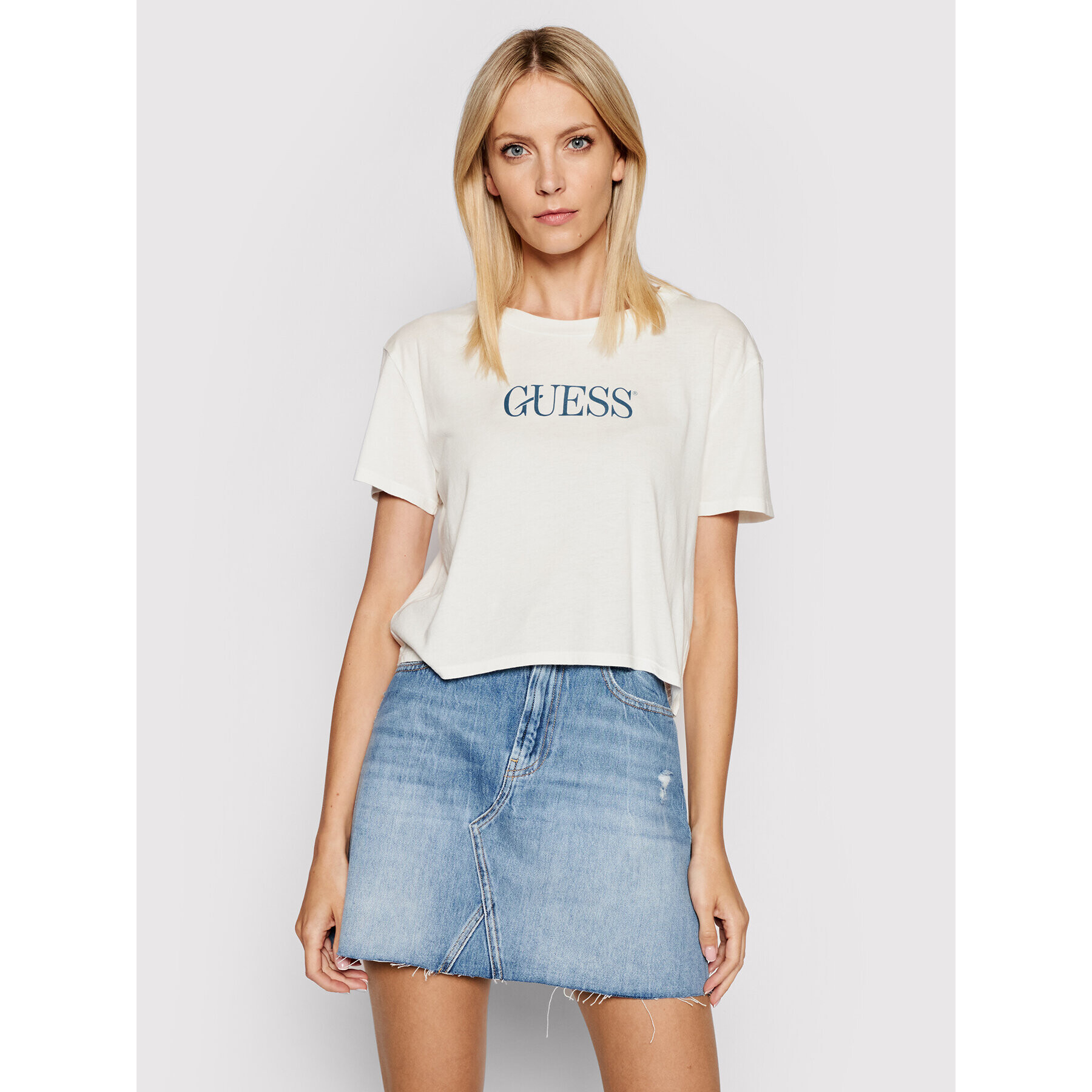 Guess Tricou W0GP90 K19U4 Alb Regular Fit - Pled.ro