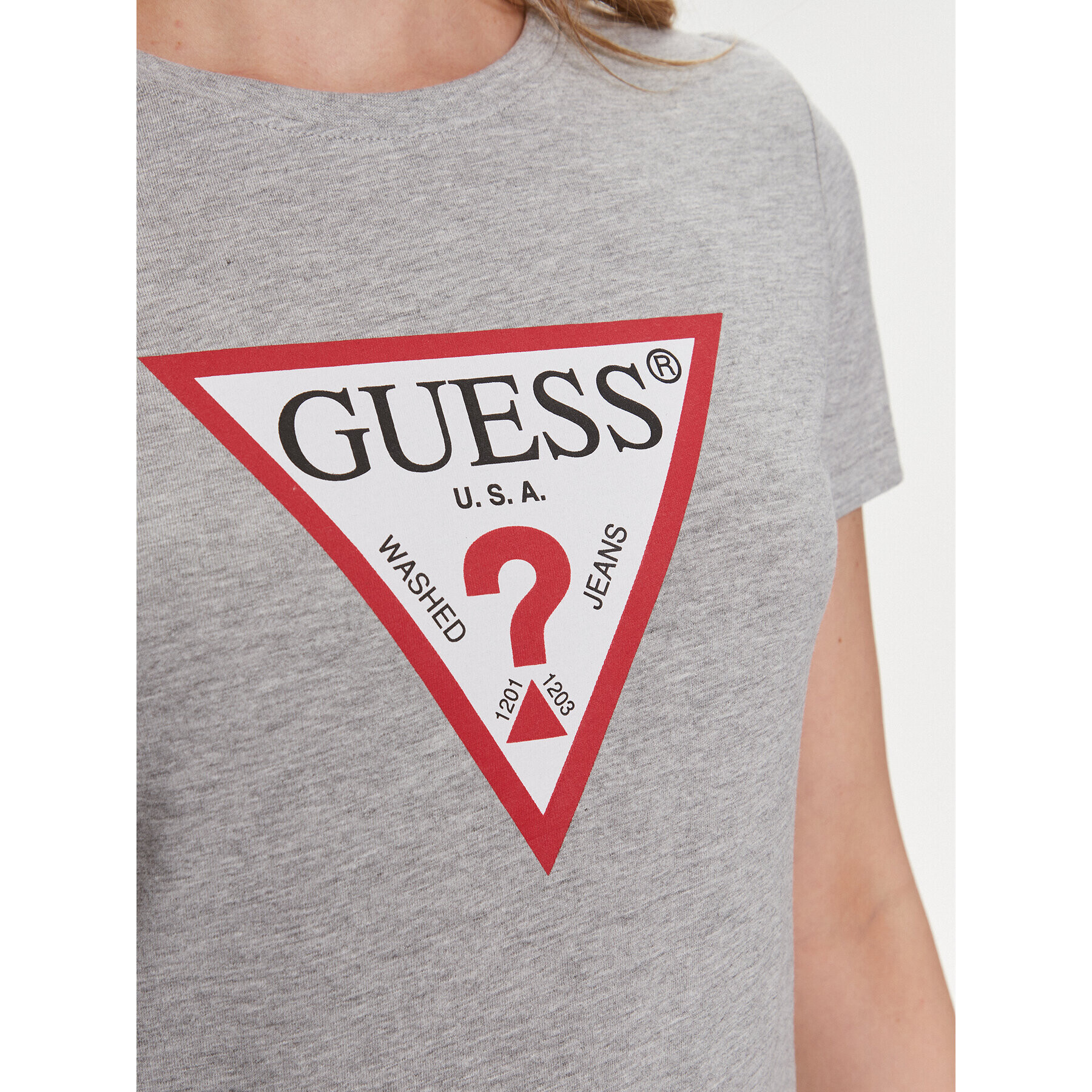 Guess Tricou W1YI1 BI3Z14 Gri Slim Fit - Pled.ro