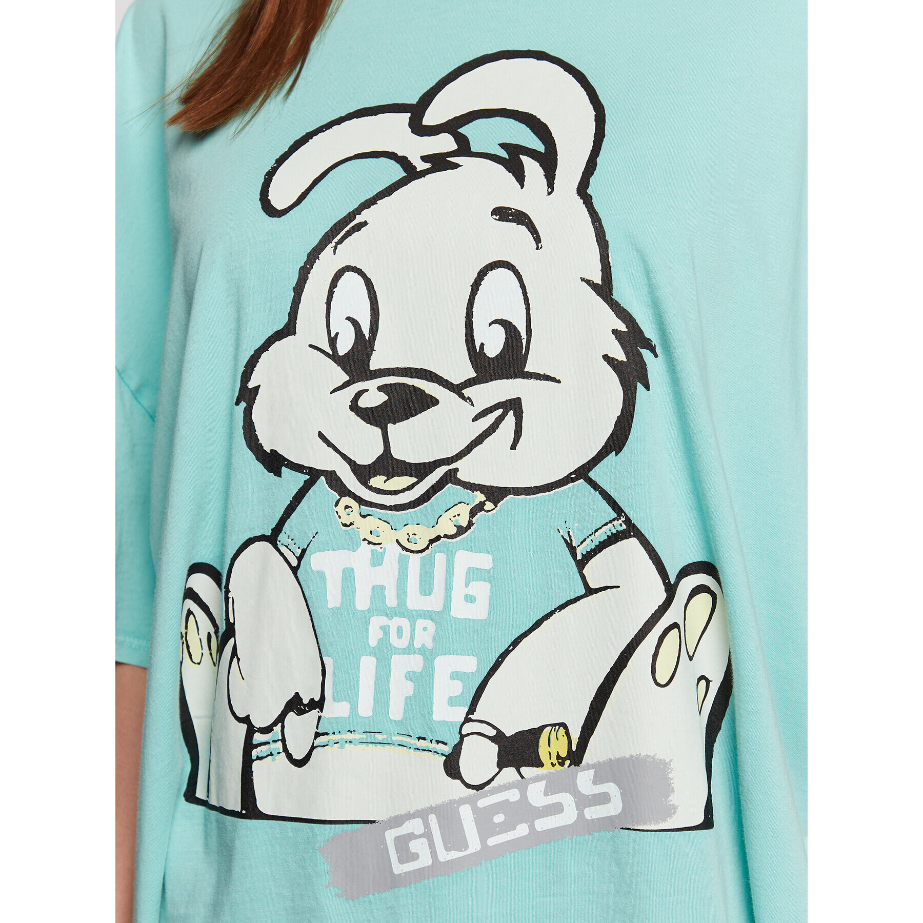 Guess Tricou W3RI53 K9RM3 Verde Relaxed Fit - Pled.ro