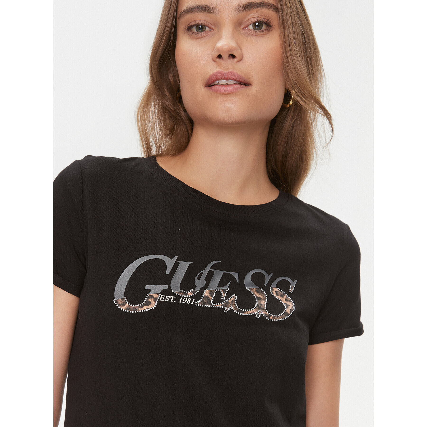 Guess Tricou W4RI24 JA914 Negru Regular Fit - Pled.ro