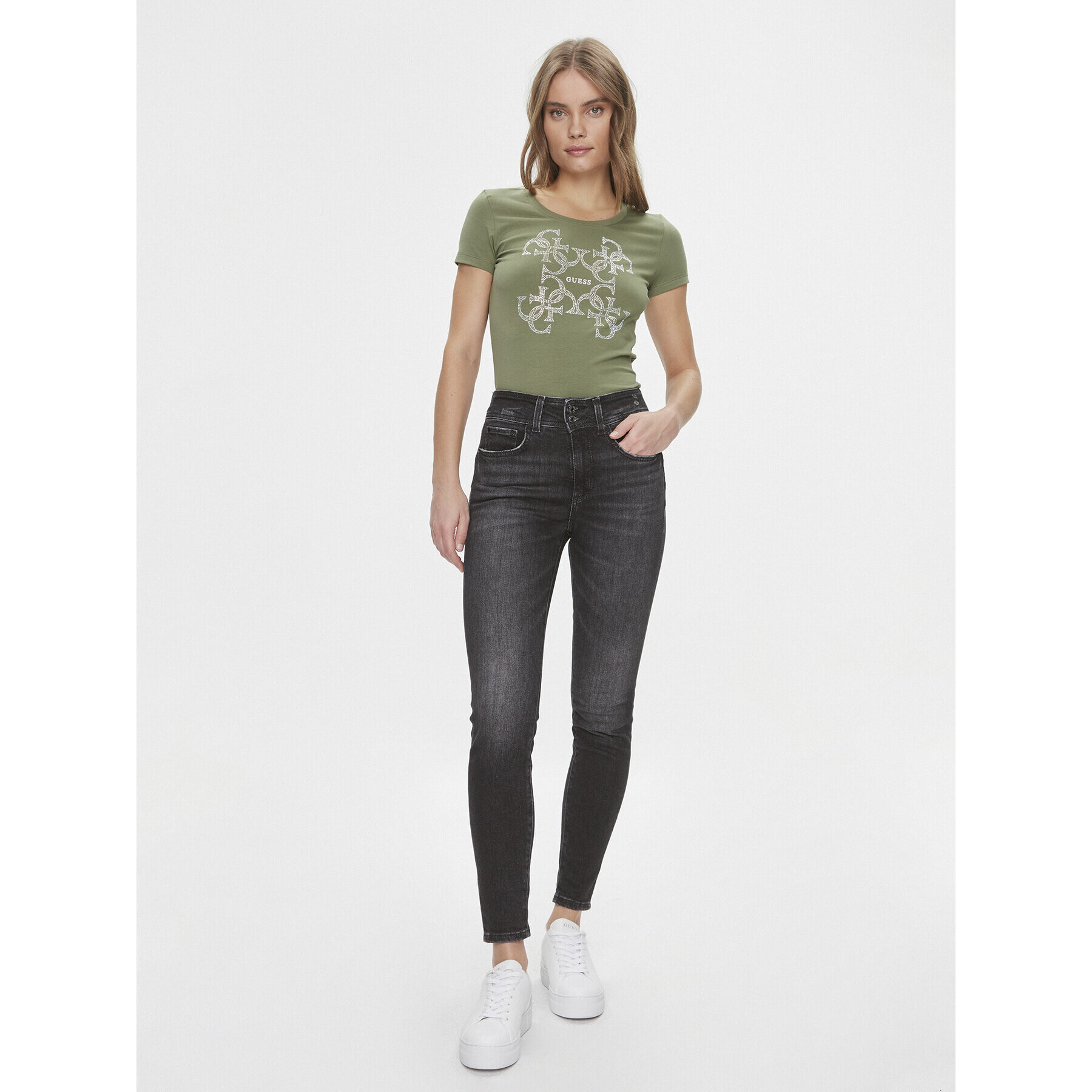 Guess Tricou W4RI35 J1314 Verde Slim Fit - Pled.ro