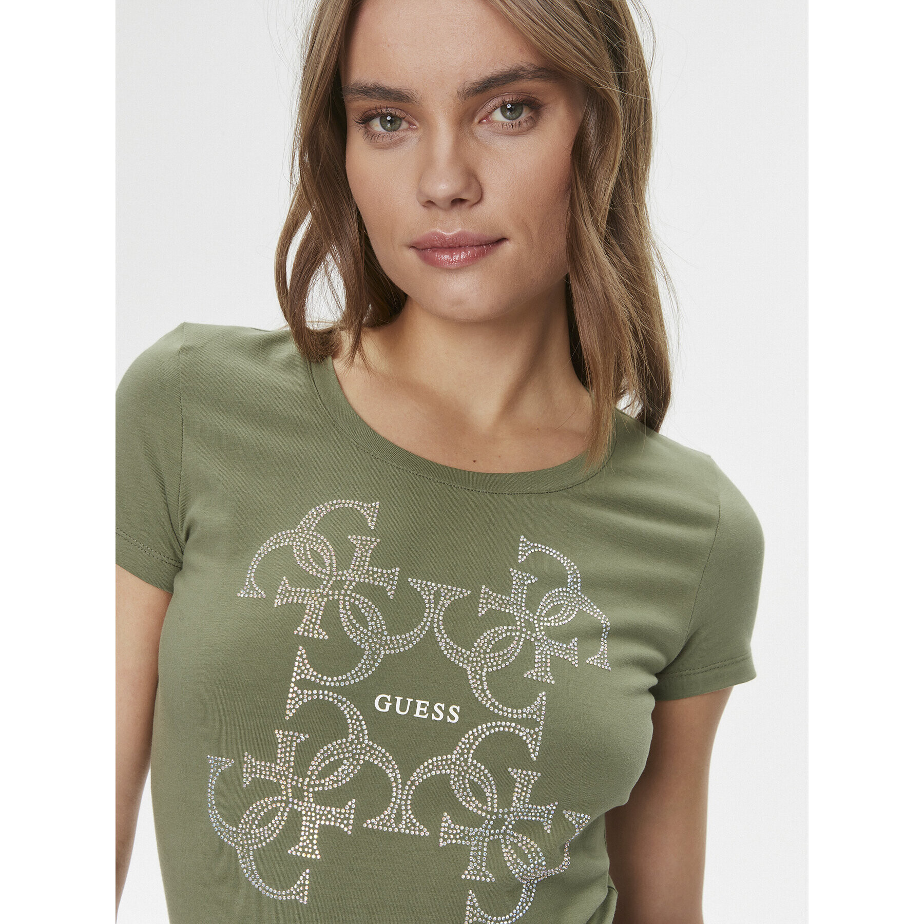 Guess Tricou W4RI35 J1314 Verde Slim Fit - Pled.ro