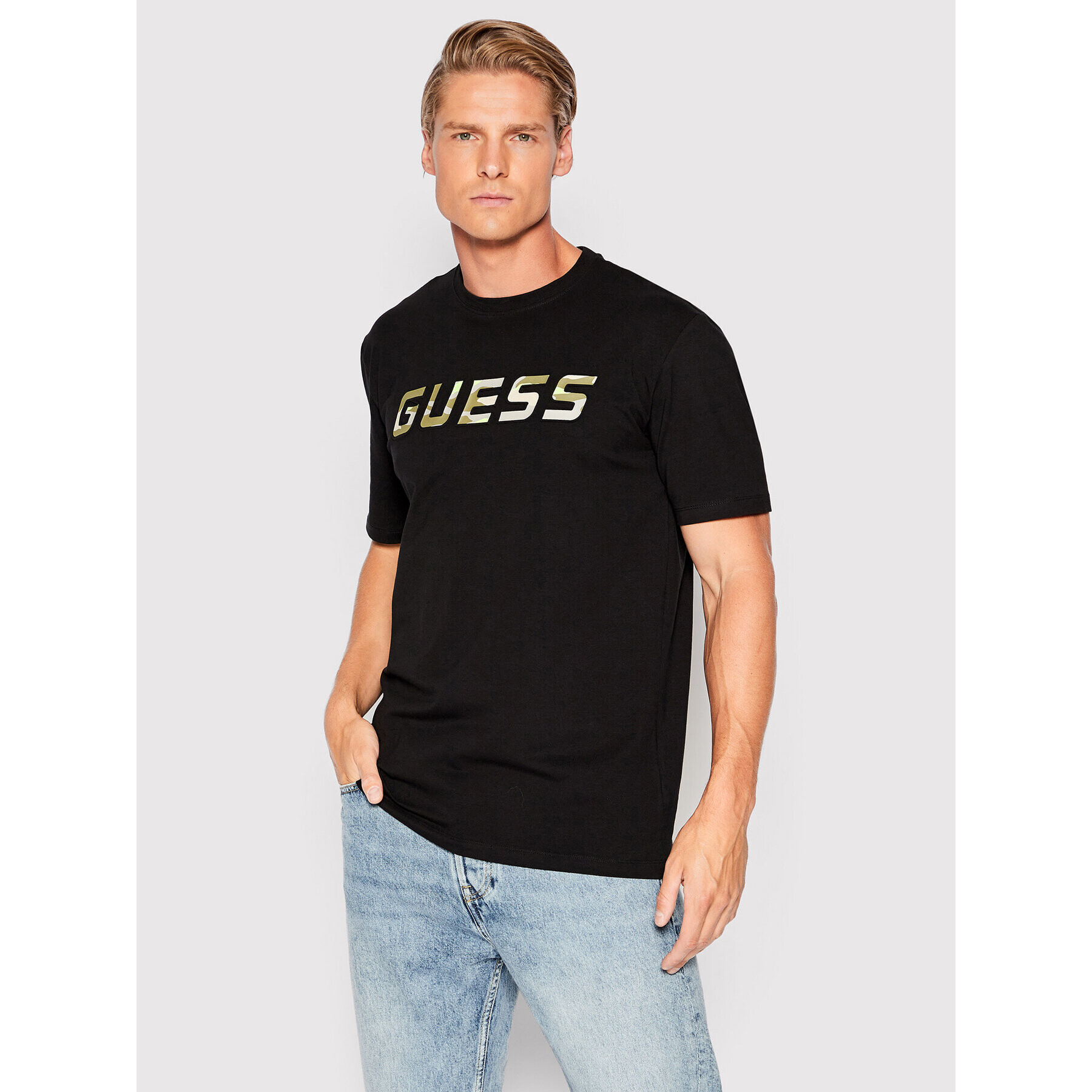 Guess Tricou Z2YI09 J1311 Negru Regular Fit - Pled.ro