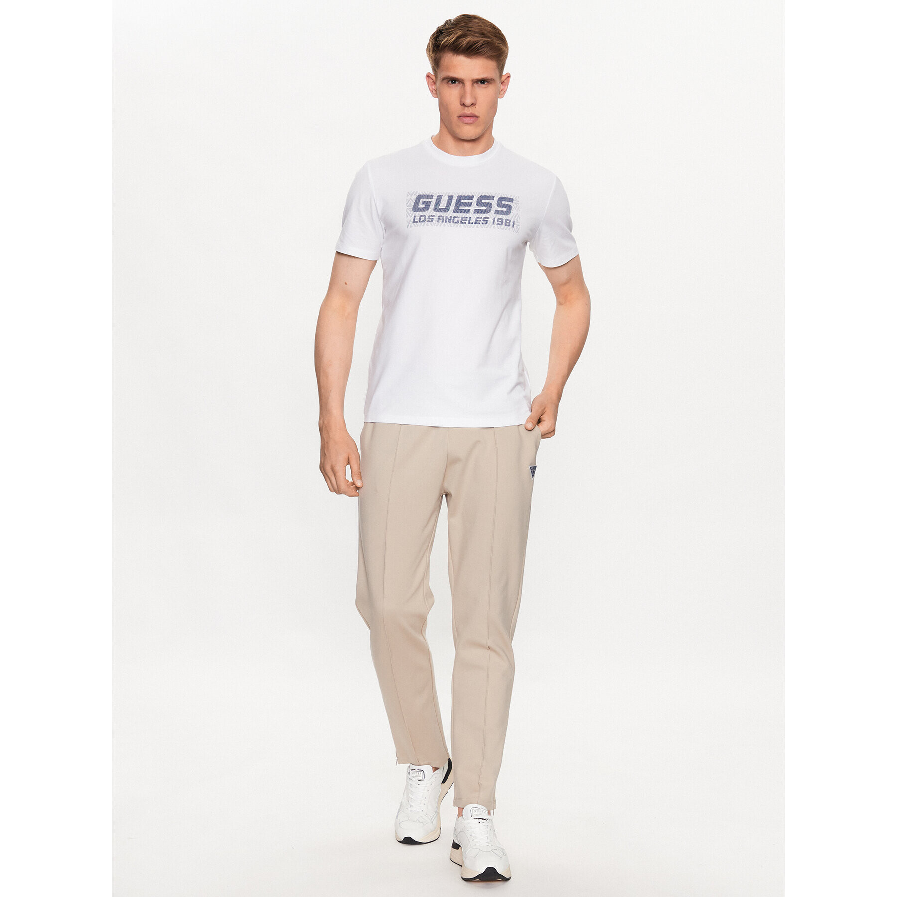 Guess Tricou Z3YI03 J1314 Alb Slim Fit - Pled.ro