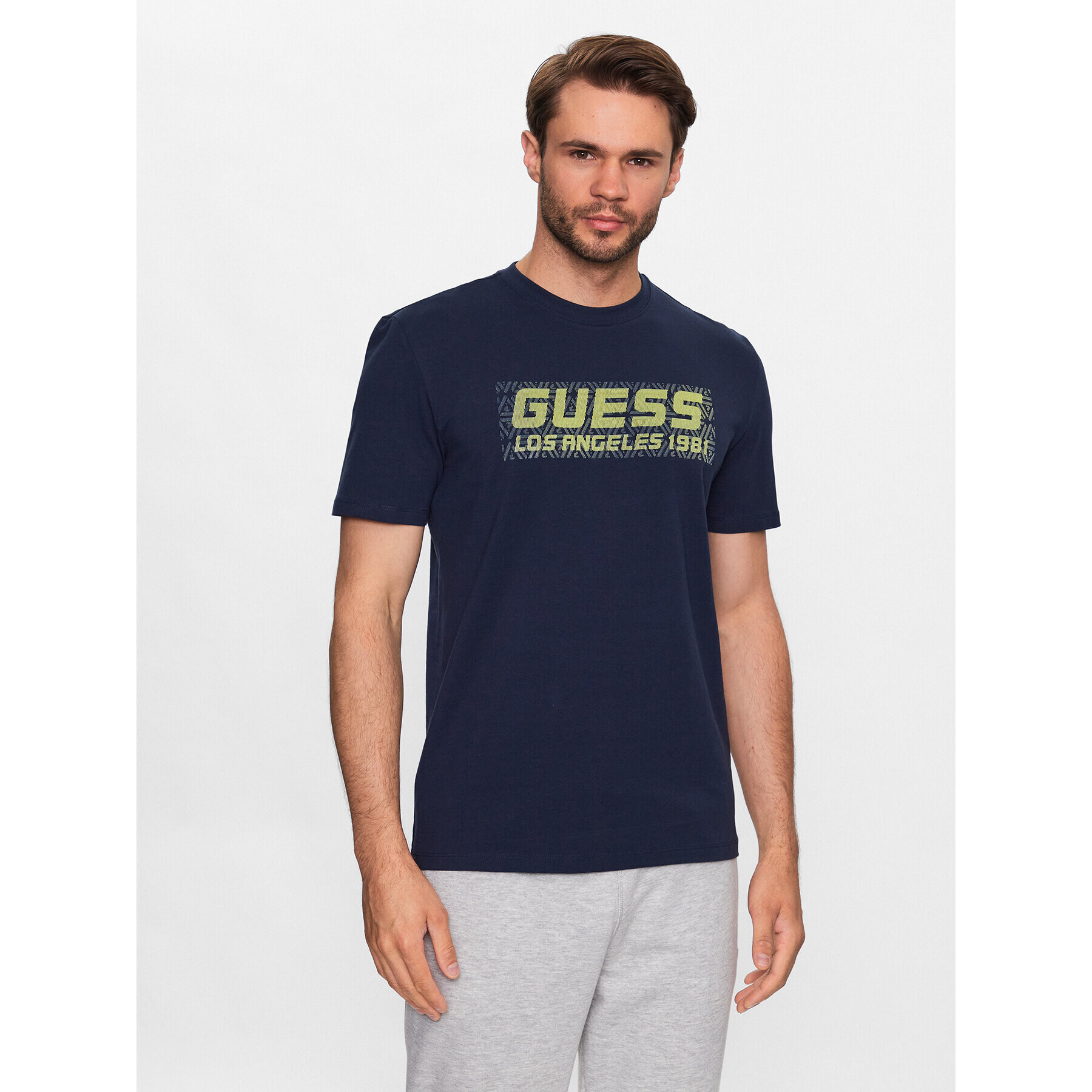 Guess Tricou Z3YI03 J1314 Bleumarin Slim Fit - Pled.ro