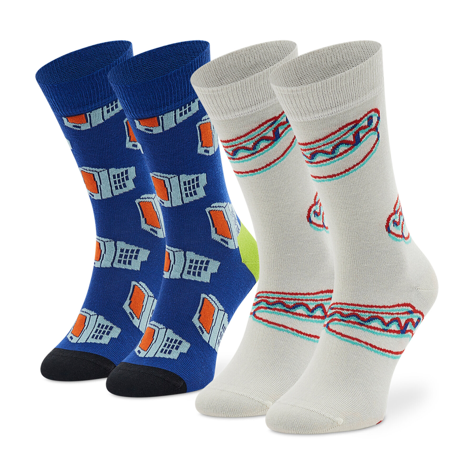 Happy Socks Set de 2 perechi de șosete lungi unisex XTDS02-6500 Alb - Pled.ro