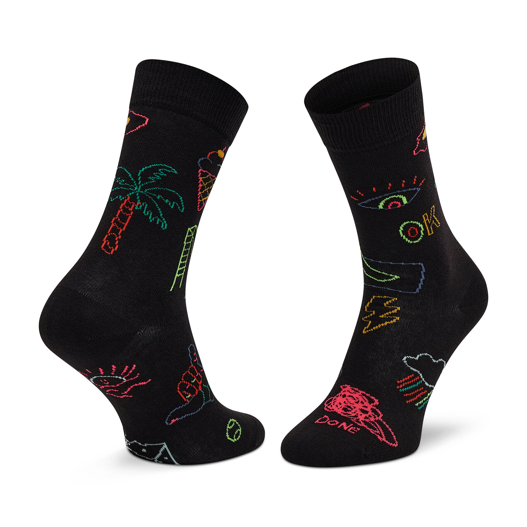 Happy Socks Șosete Înalte Unisex GTI01-9300 Negru - Pled.ro