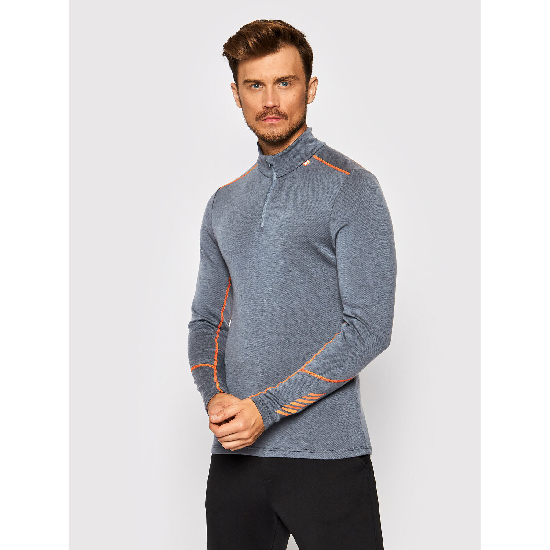 Helly Hansen Tricou tehnic Lifa Merino Midweight ½ Zip 49363 Gri Regular Fit - Pled.ro