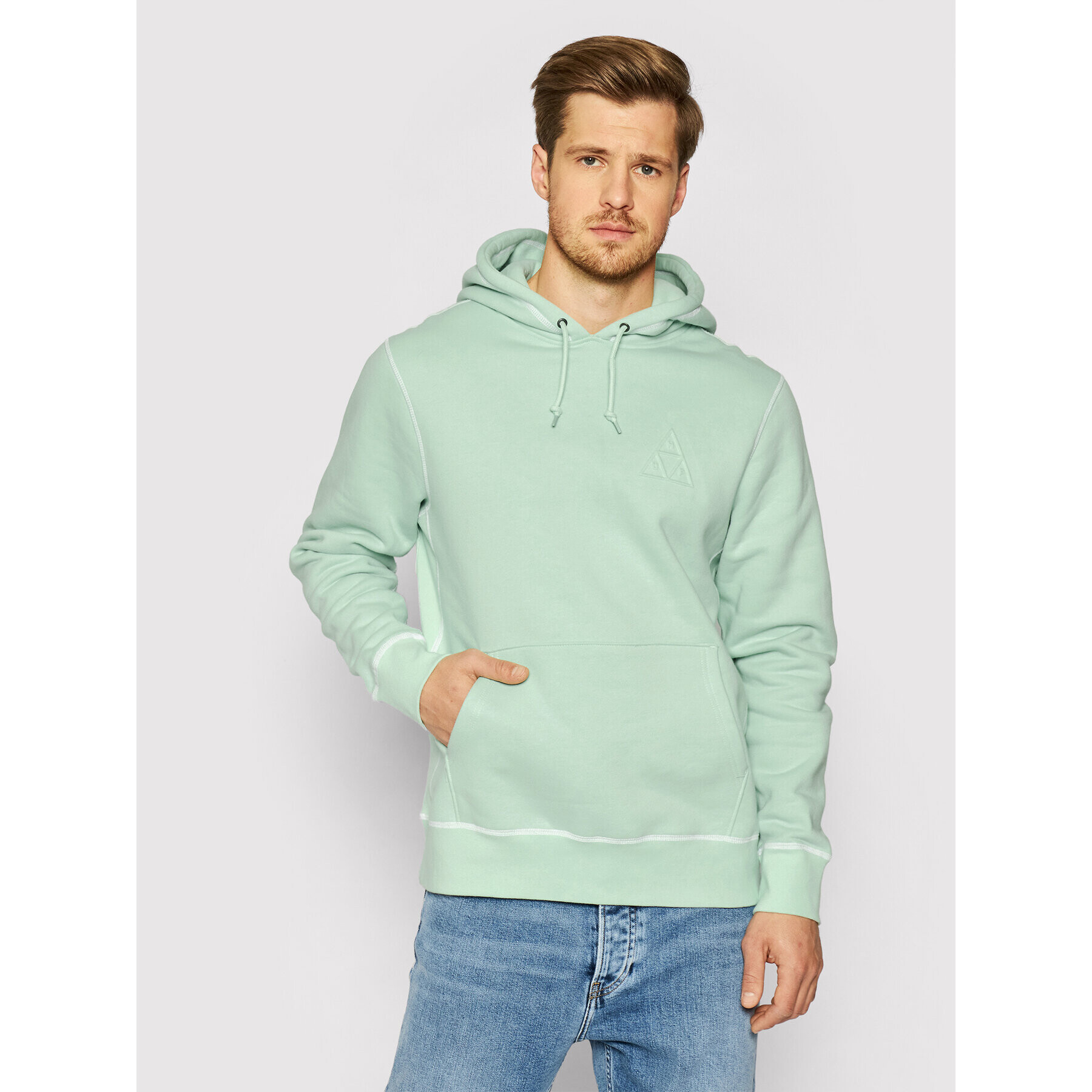 HUF Bluză Embossed FL00147 Verde Regular Fit - Pled.ro