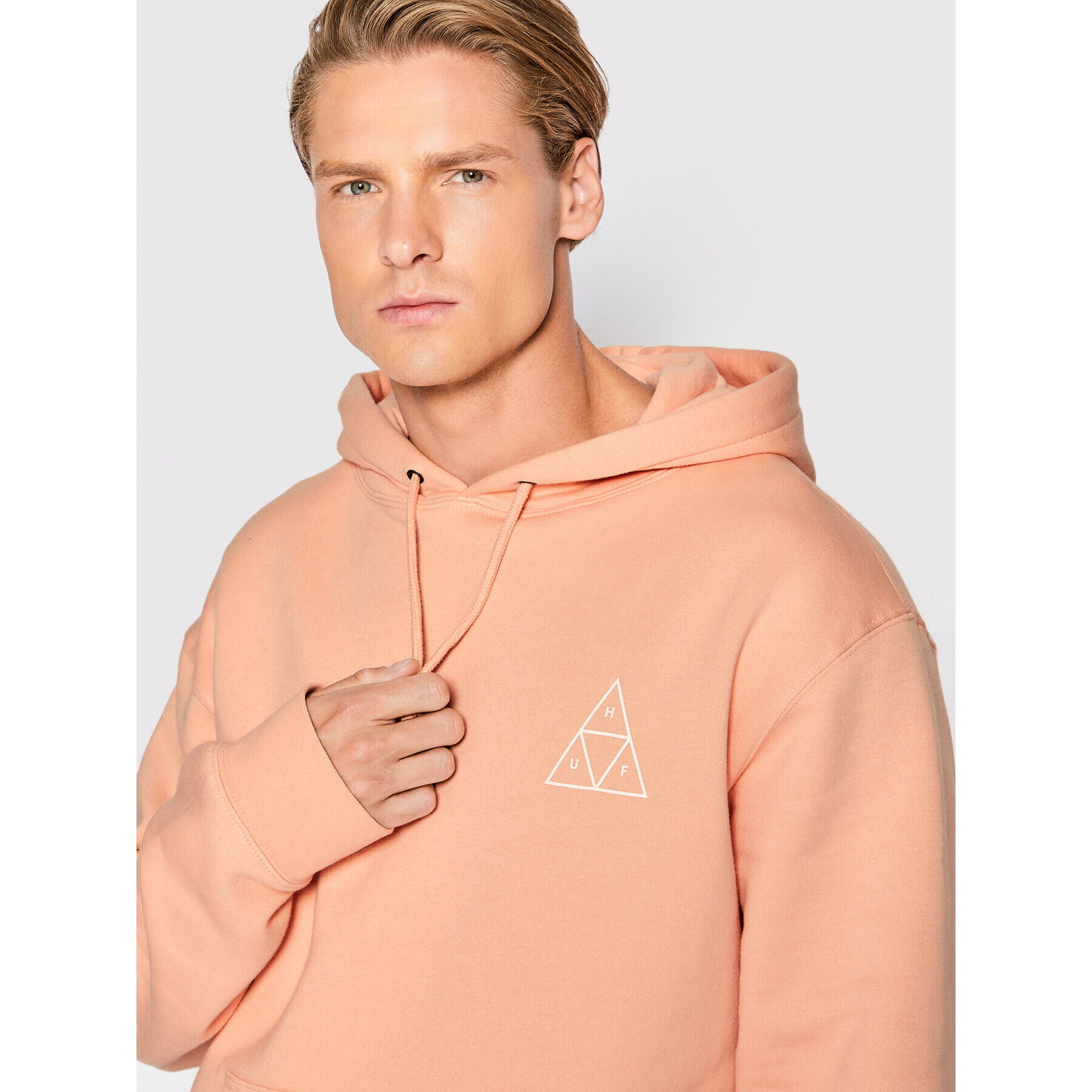 HUF Bluză Essentials Triple Triangle PF00491 Roz Regular Fit - Pled.ro