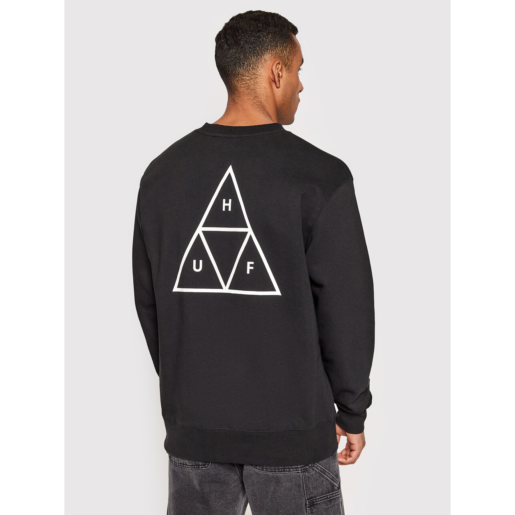 HUF Bluză Essentials Triple Triangle PF00492 Negru Regular Fit - Pled.ro