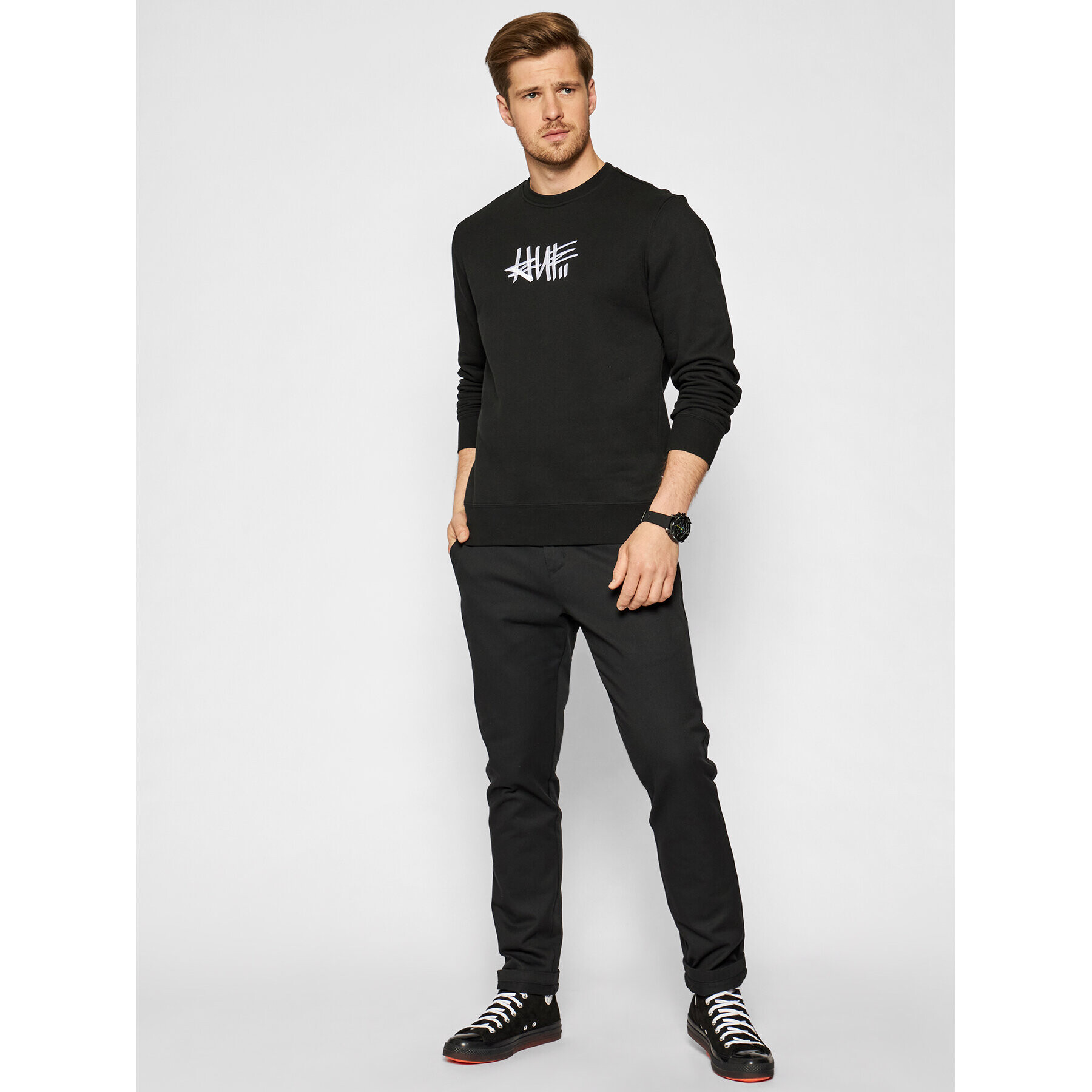 HUF Bluză HAZE Handstyle 1 PF00370 Negru Regular Fit - Pled.ro