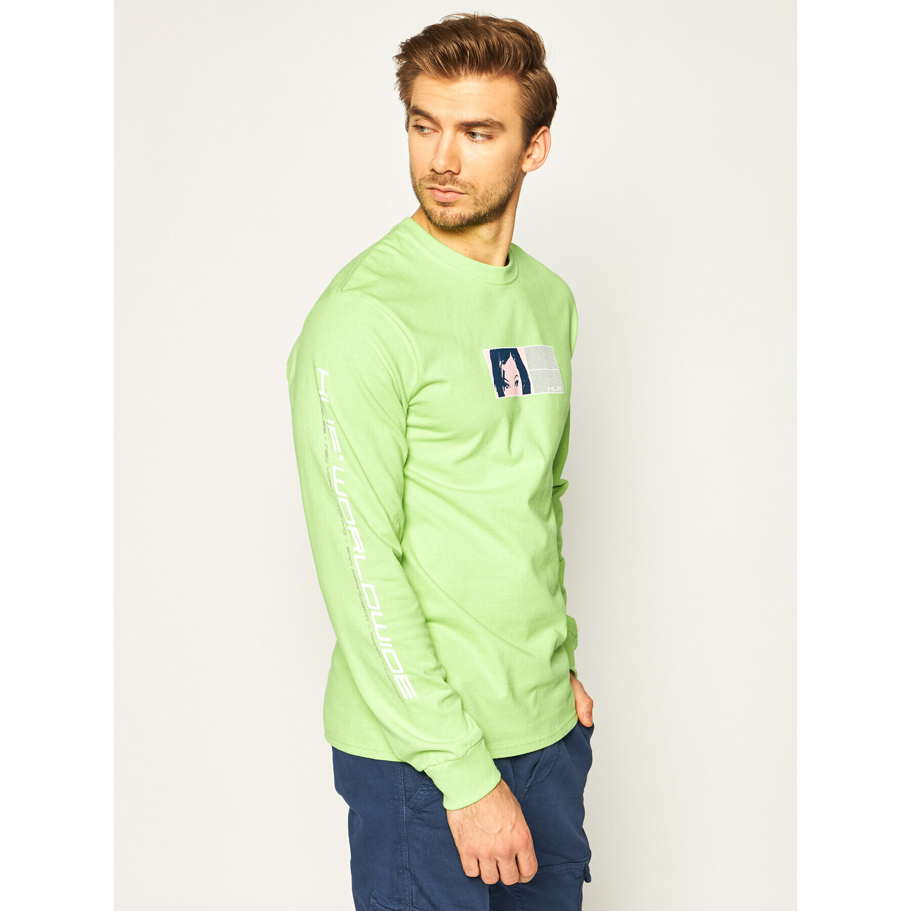 HUF Bluză Wonderland TS01003 Verde Regular Fit - Pled.ro