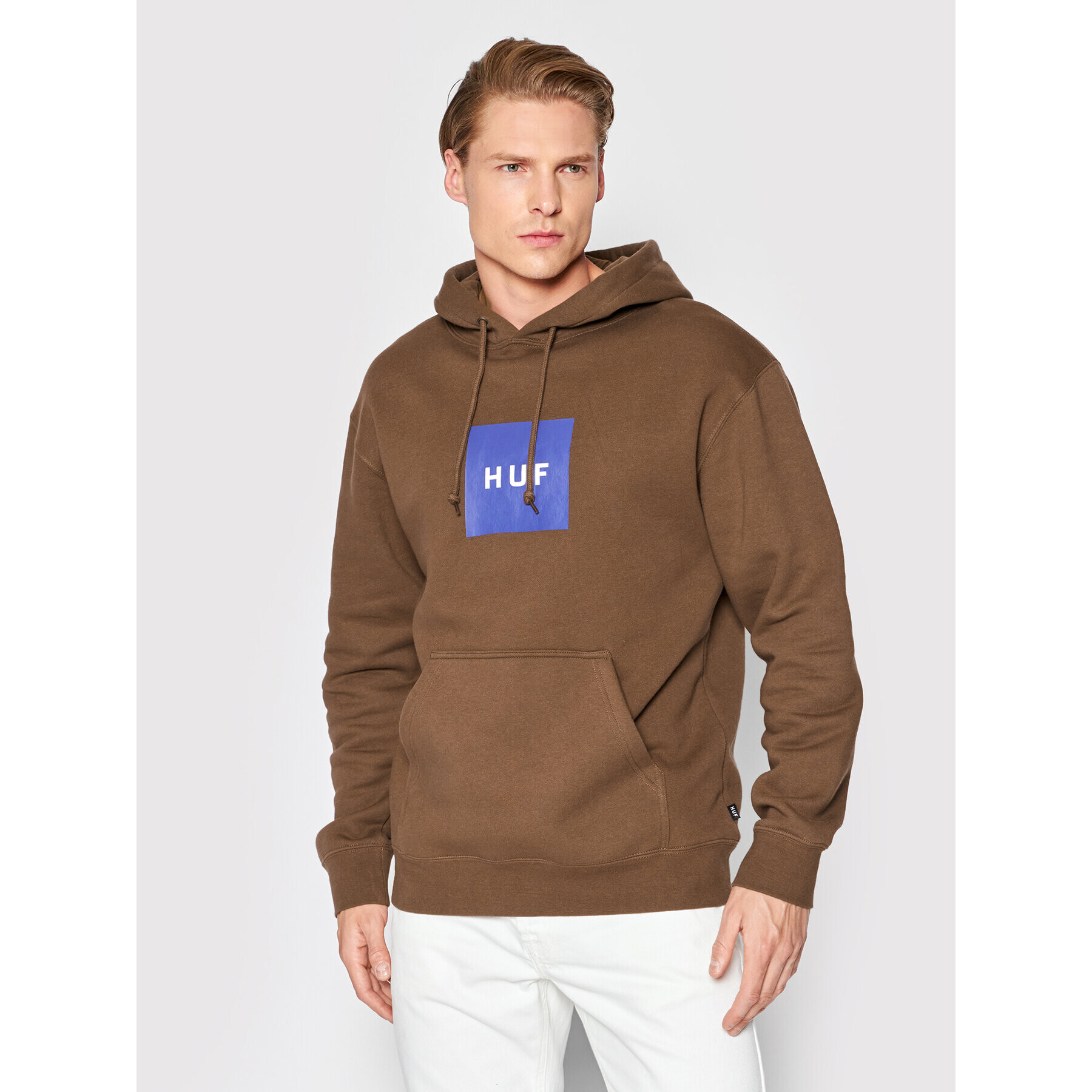 HUF Bluză Essentials Box Logo PF00465 Maro Regular Fit - Pled.ro