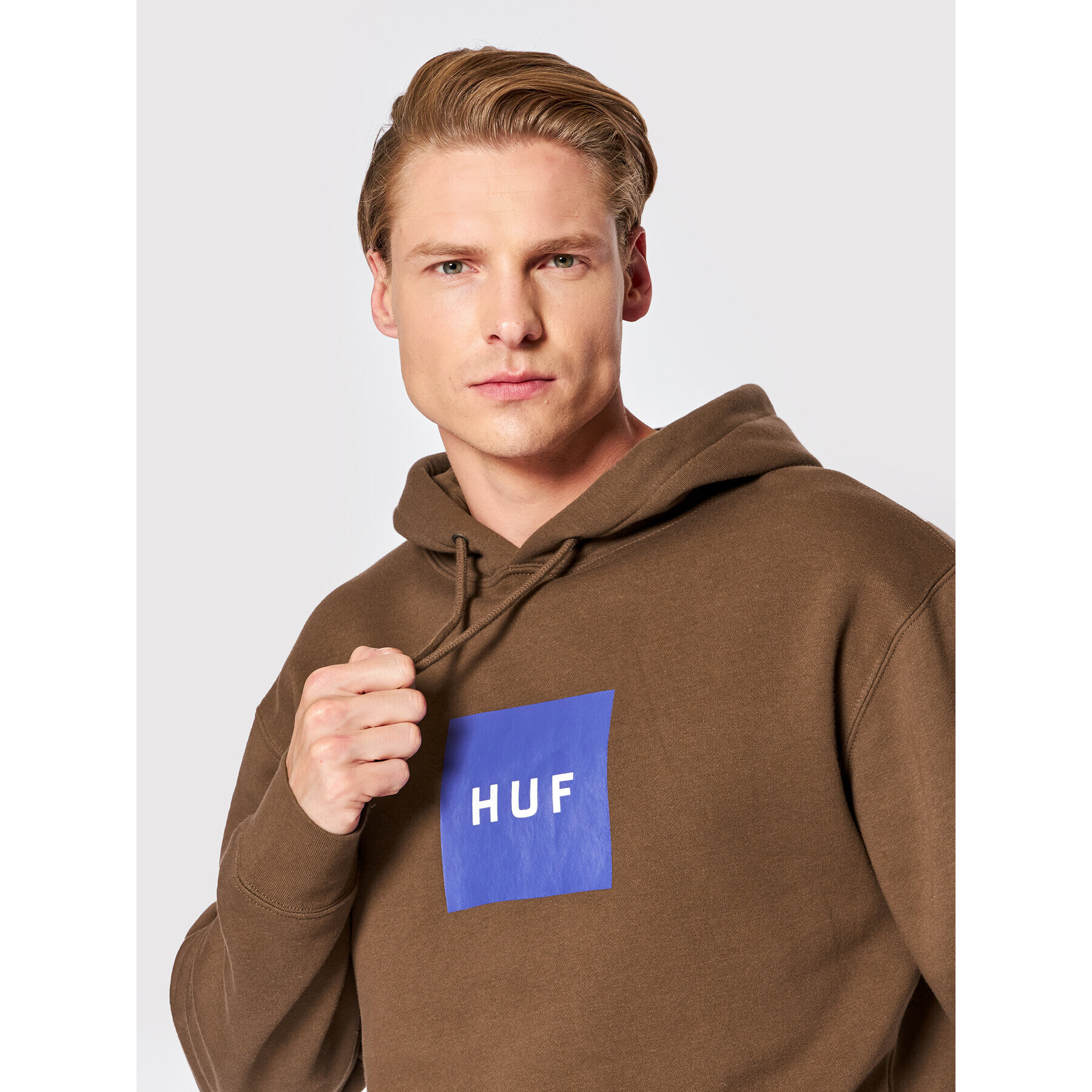 HUF Bluză Essentials Box Logo PF00465 Maro Regular Fit - Pled.ro