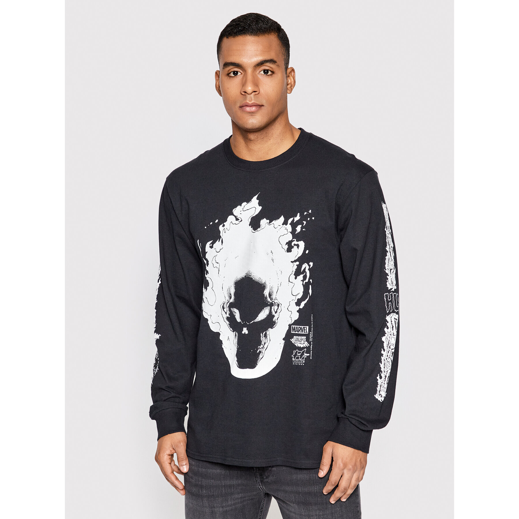 HUF Bluză Ghost Rider TS01889 Negru Relaxed Fit - Pled.ro