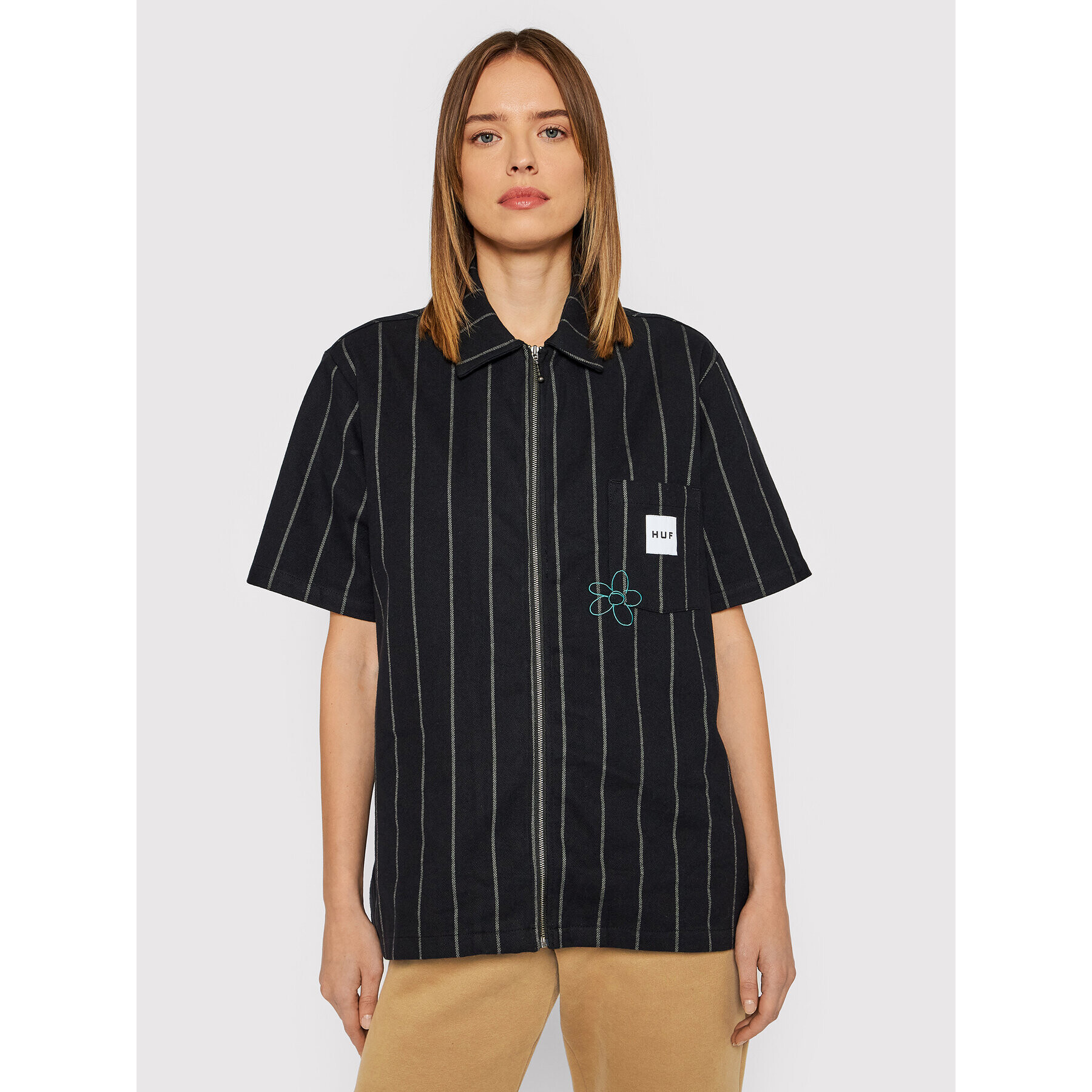 HUF Cămașă Issue Zip WBU0012 Negru Oversize - Pled.ro