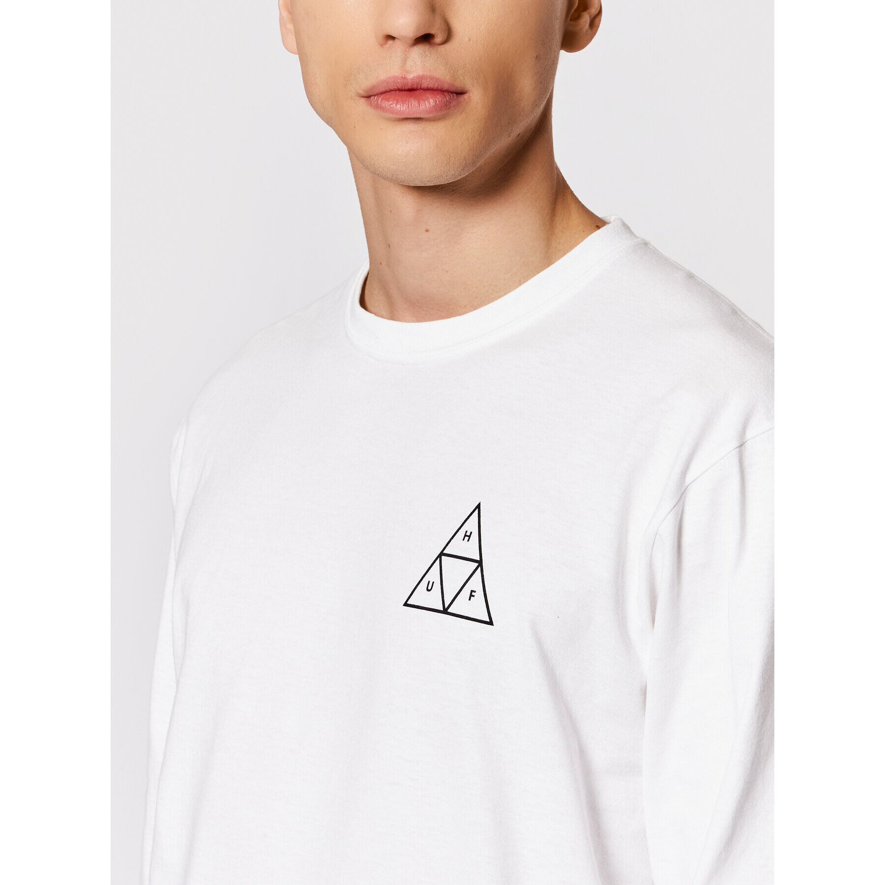 HUF Longsleeve Essential TS01546 Alb Regular Fit - Pled.ro