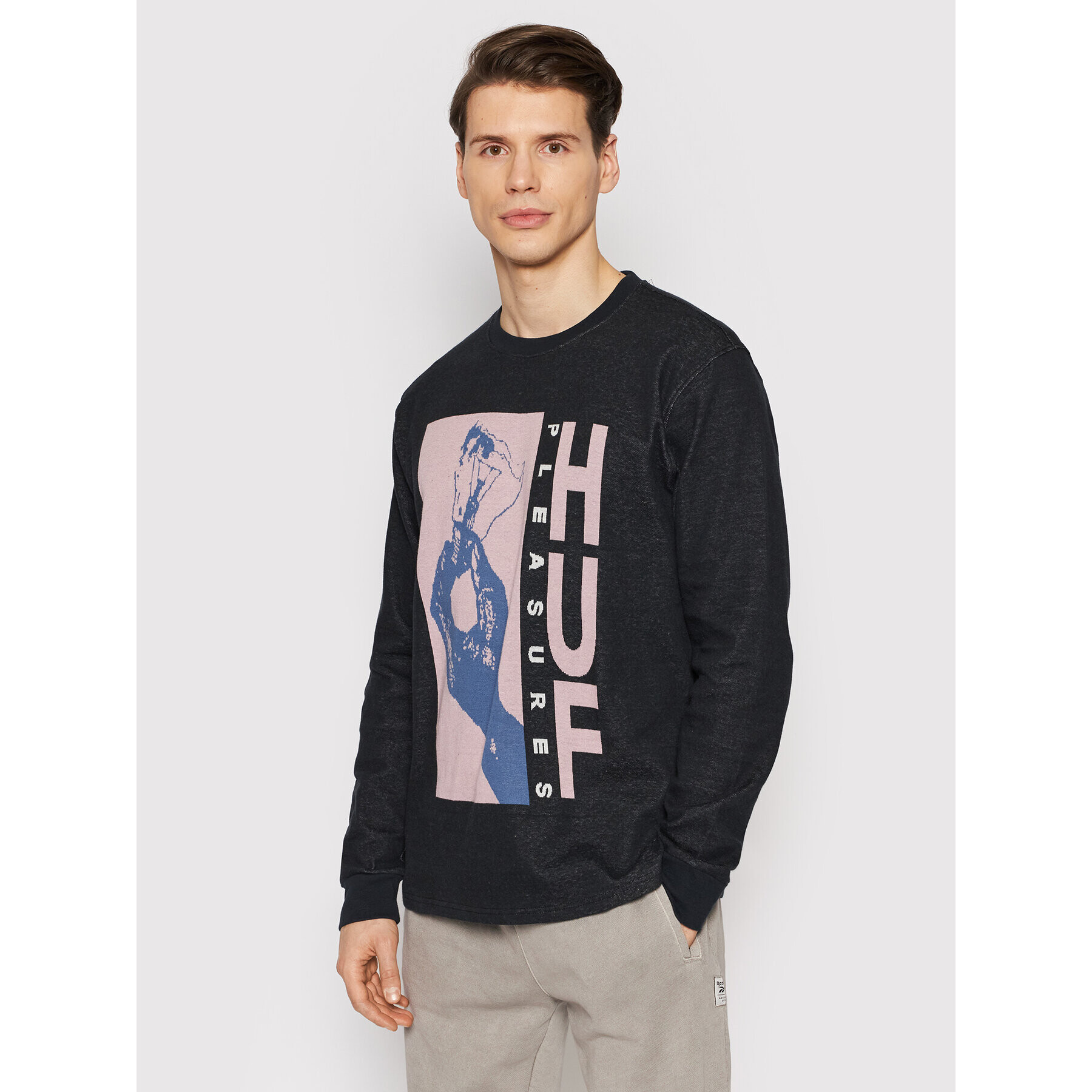 HUF Longsleeve PLEASURES Light Up Jacquard KN00381 Negru Regular Fit - Pled.ro