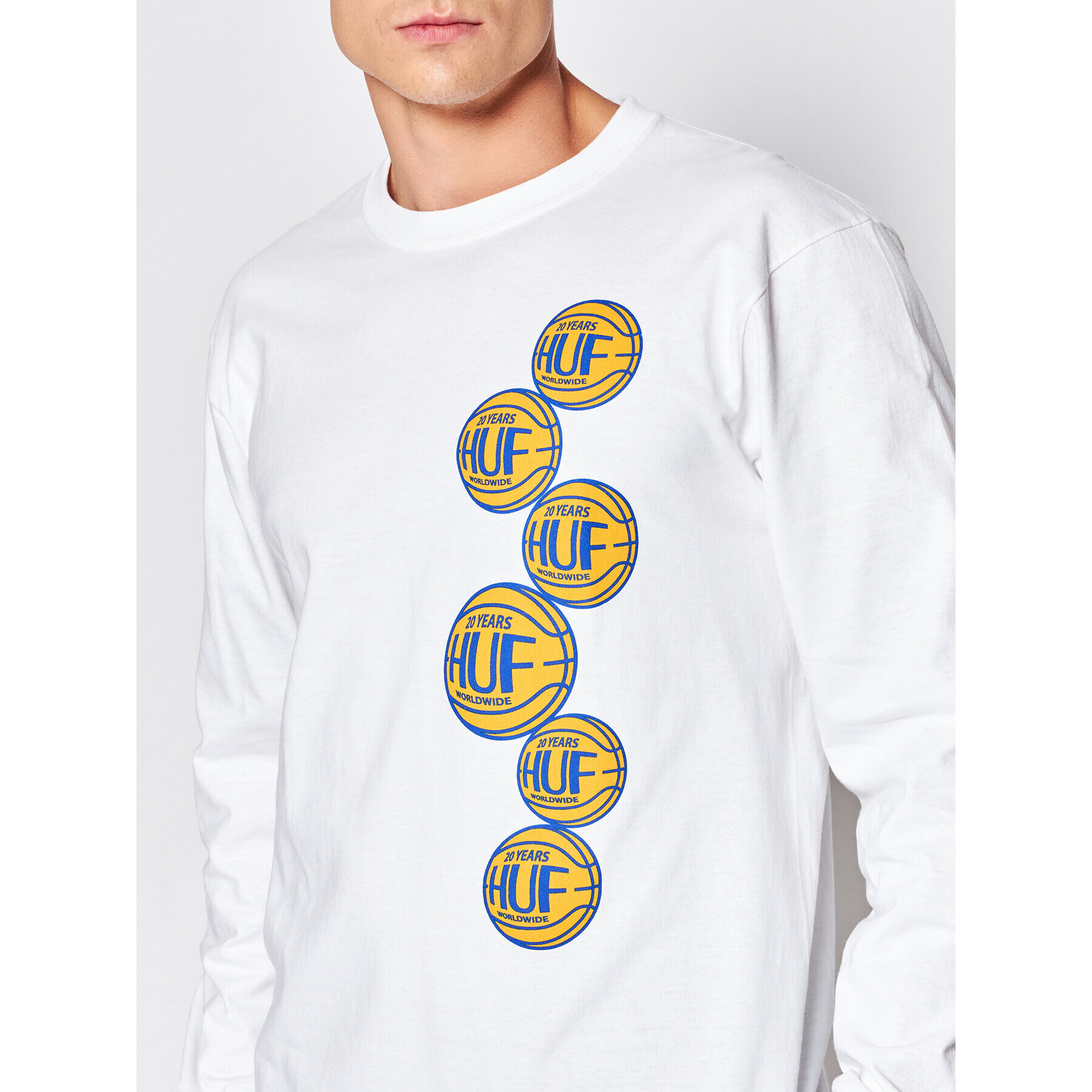 HUF Longsleeve Real Baller TS01644 Alb Regular Fit - Pled.ro