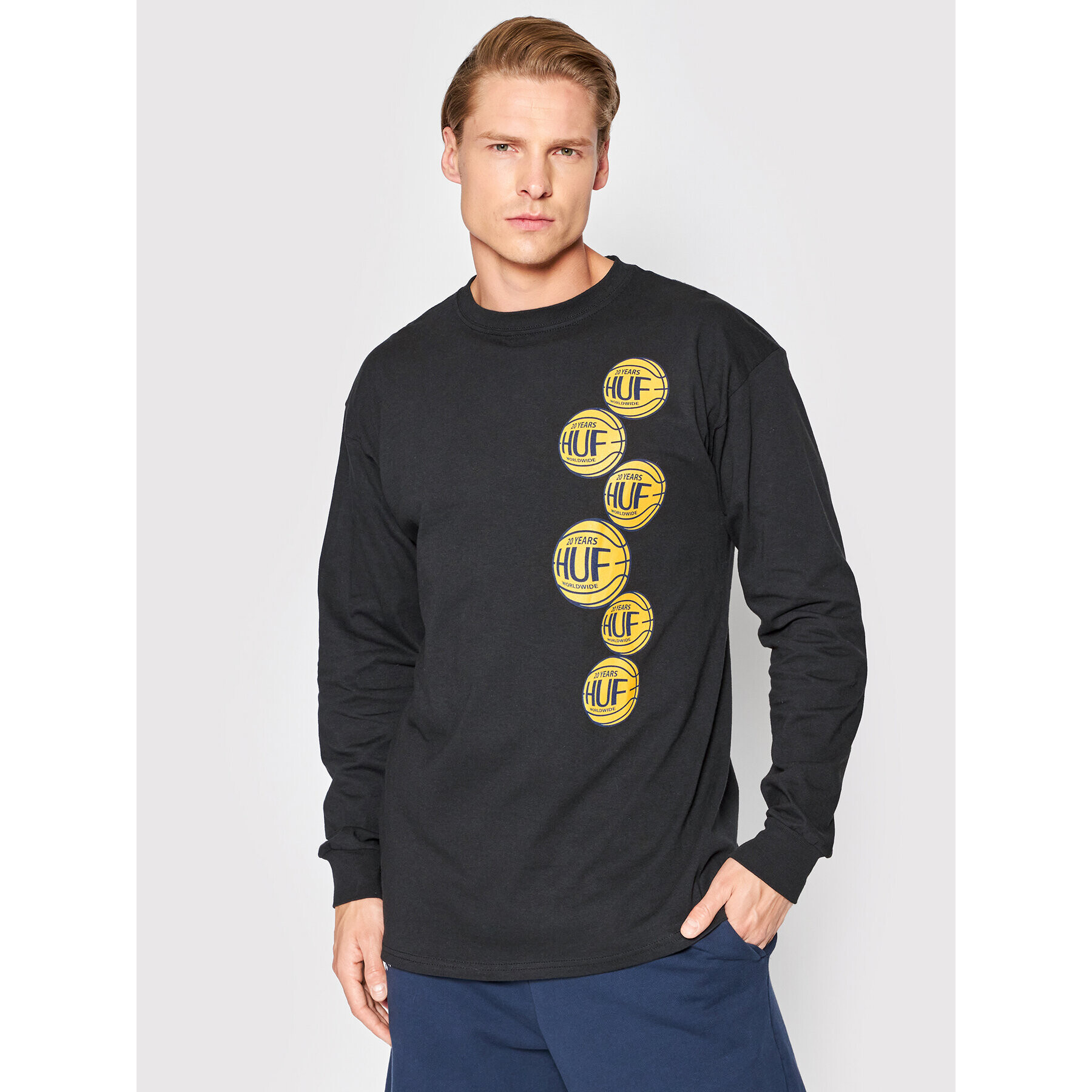 HUF Longsleeve Real Baller TS01644 Negru Regular Fit - Pled.ro