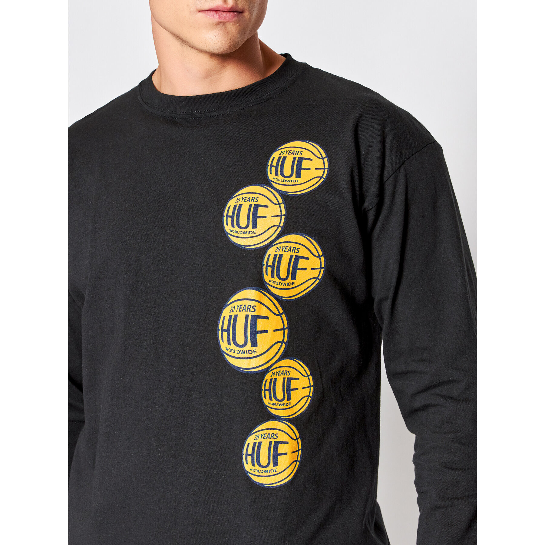 HUF Longsleeve Real Baller TS01644 Negru Regular Fit - Pled.ro