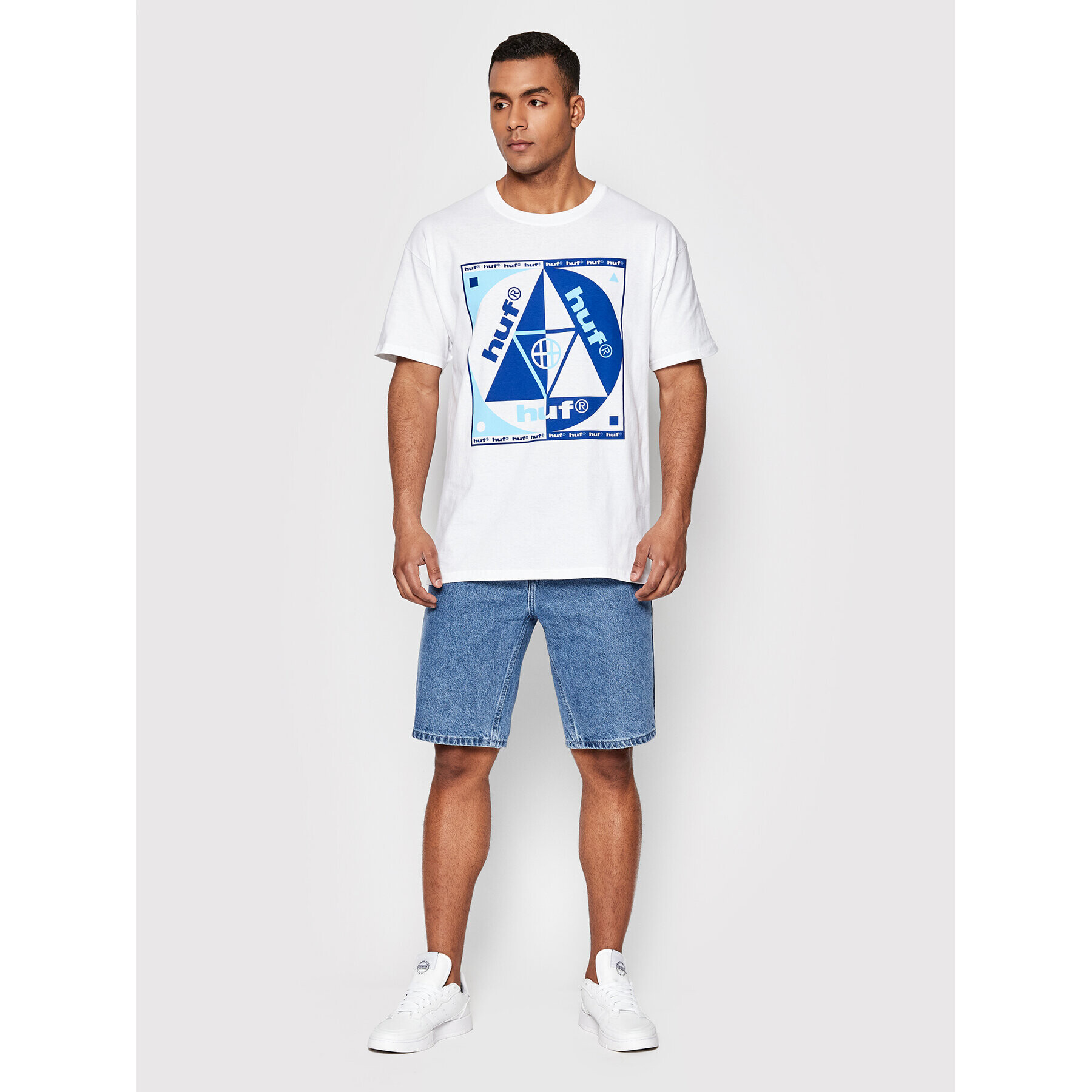 HUF Tricou Blue Code TS01639 Alb Regular Fit - Pled.ro