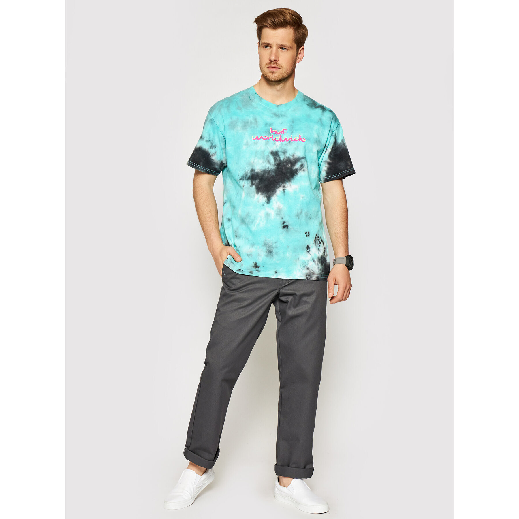 HUF Tricou Chemistry TS01379 Albastru Regular Fit - Pled.ro