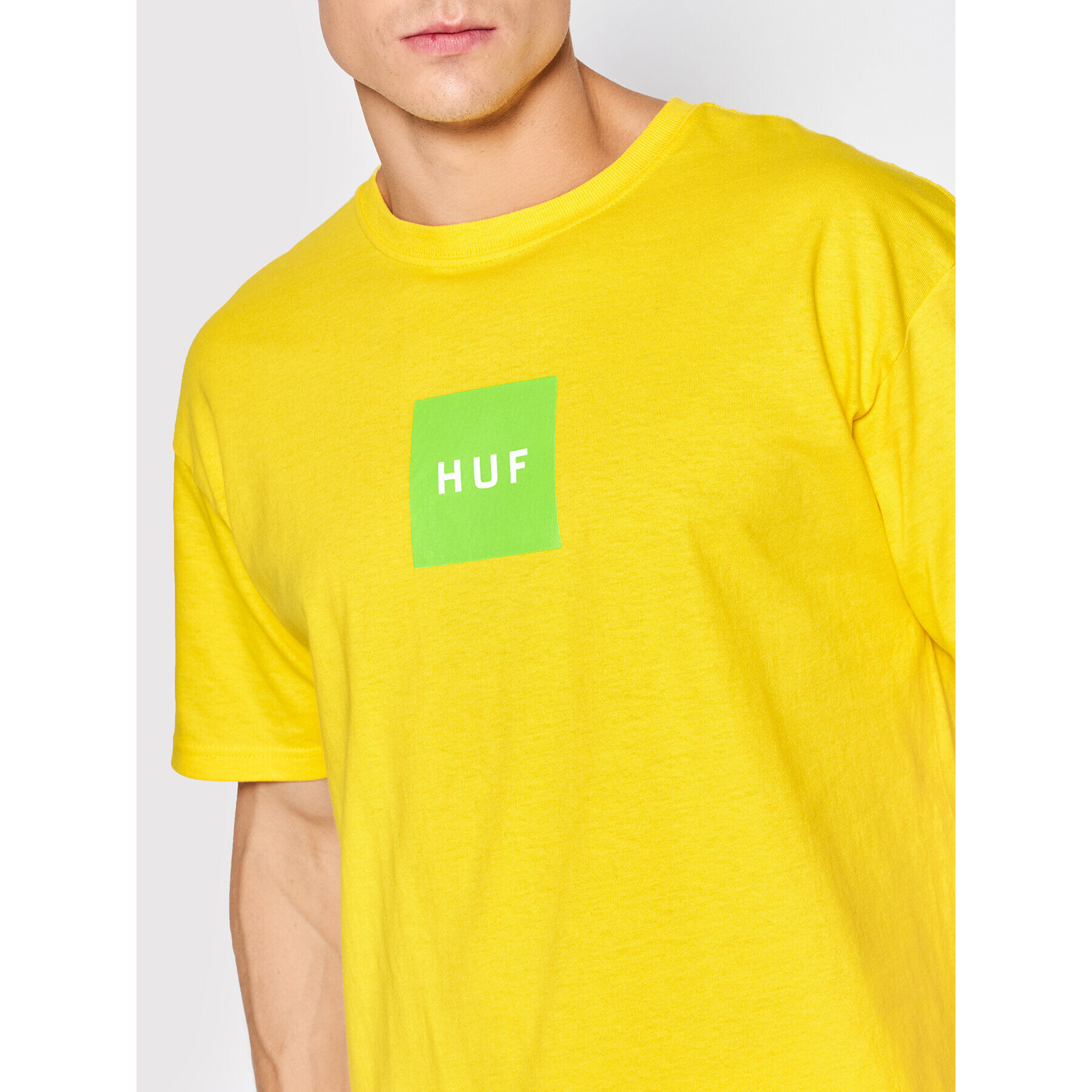 HUF Tricou Essentials Box Logo TS01666 Galben Regular Fit - Pled.ro