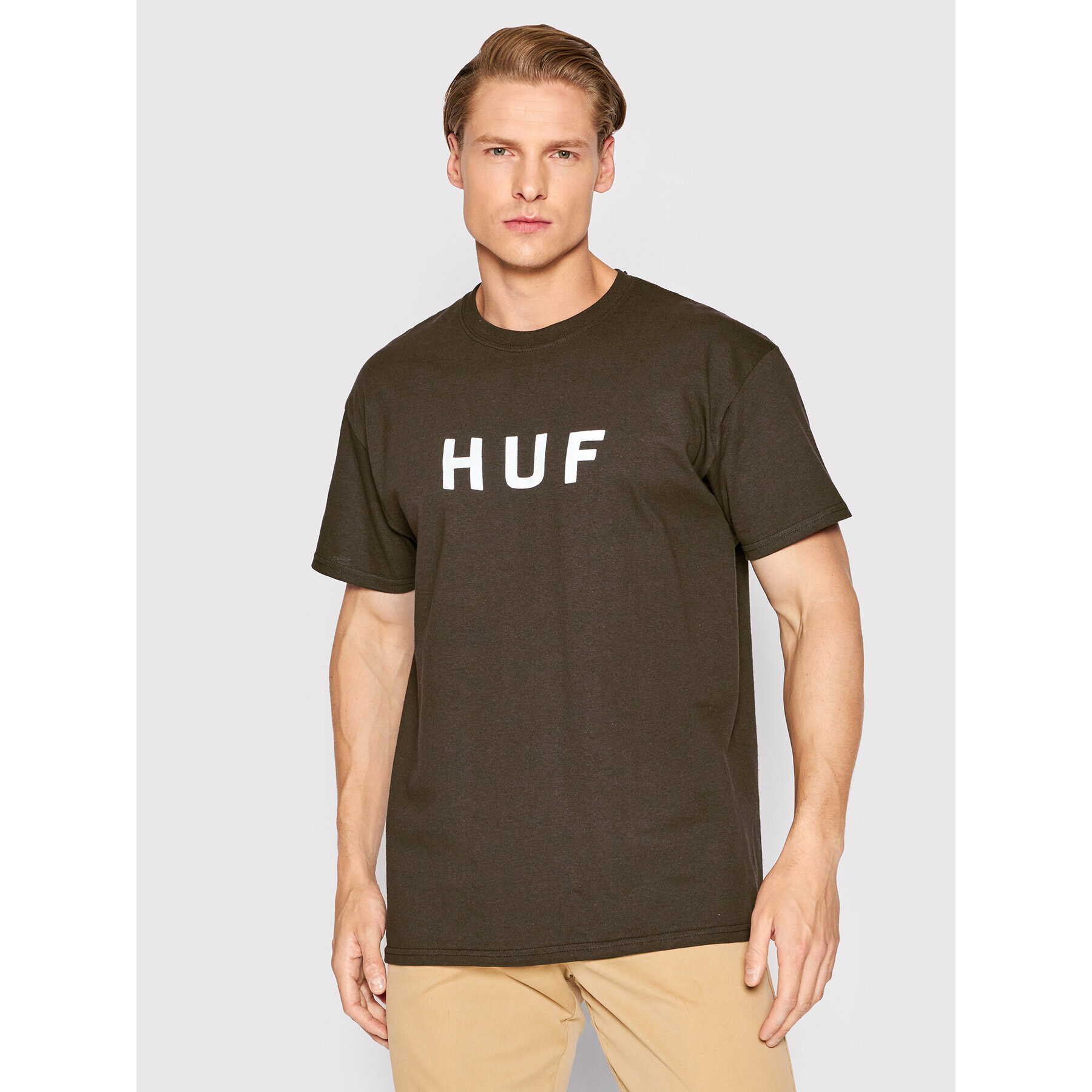 HUF Tricou Essentials Logo TS01752 Maro Regular Fit - Pled.ro