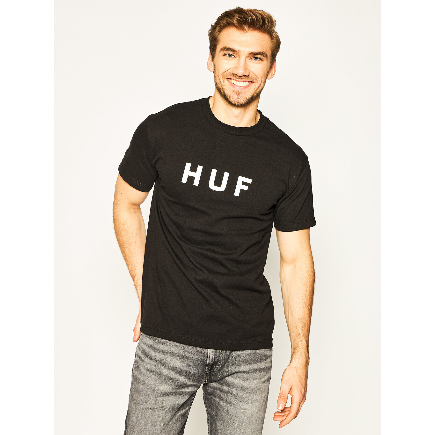 HUF Tricou Essentials OG Logo TS00508 Bleumarin Regular Fit - Pled.ro