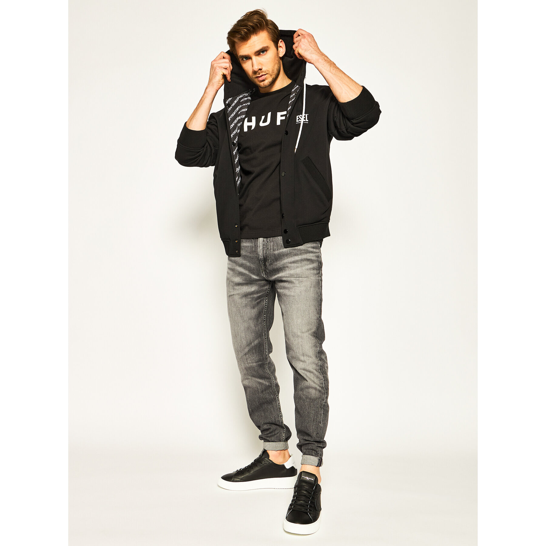 HUF Tricou Essentials OG Logo TS00508 Bleumarin Regular Fit - Pled.ro