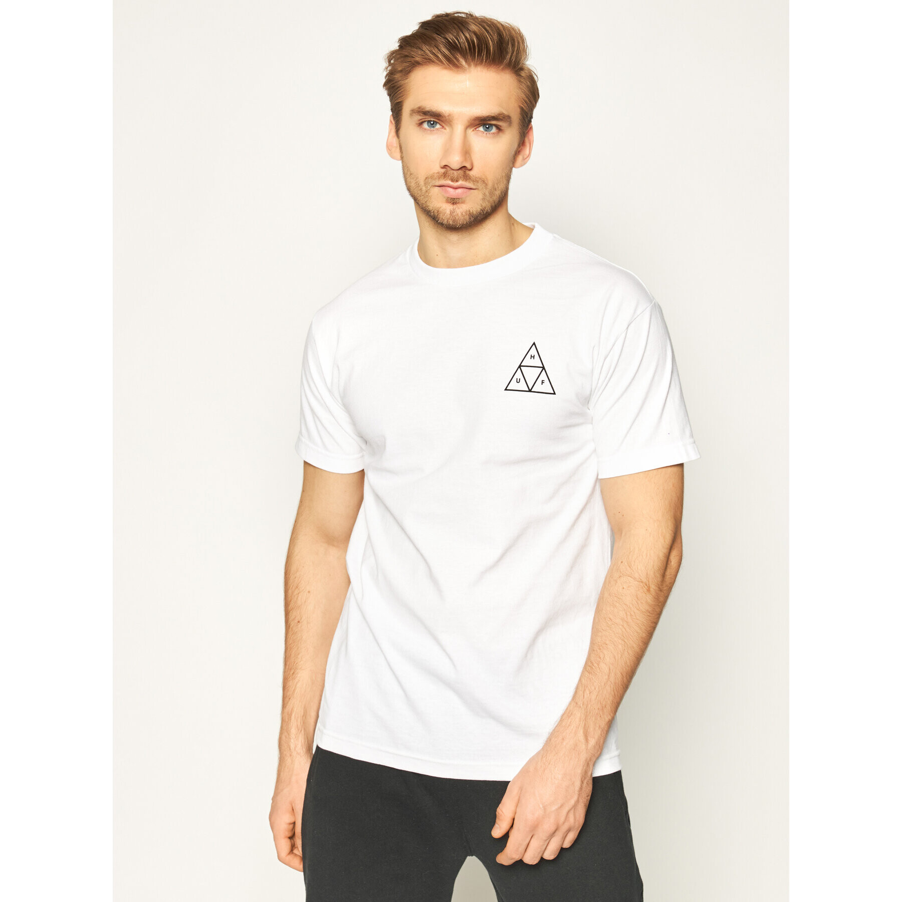 HUF Tricou Essentials Tt TS00509 Alb Regular Fit - Pled.ro