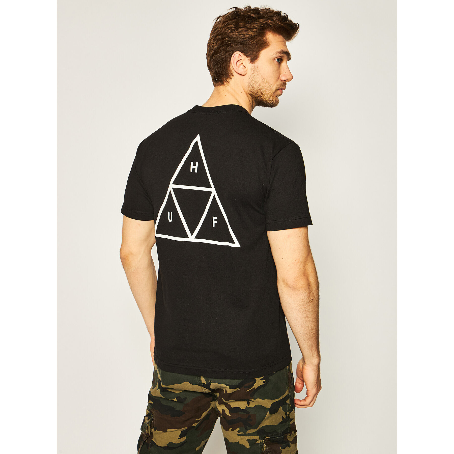 HUF Tricou Essentials Tt TS00509 Negru Regular Fit - Pled.ro