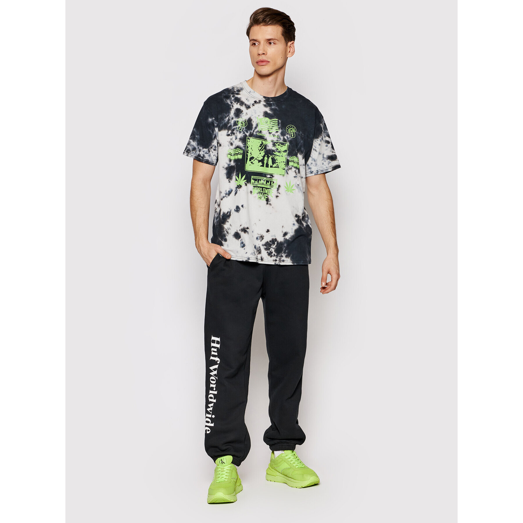 HUF Tricou Gathering TS01497 Negru Regular Fit - Pled.ro