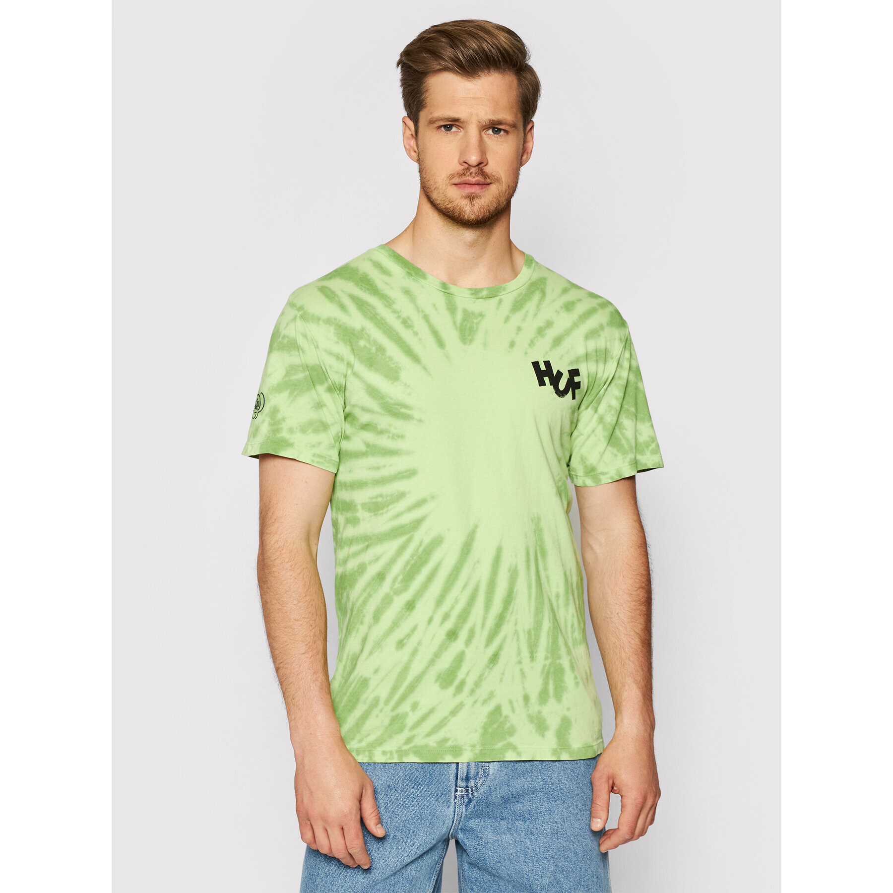 HUF Tricou HAZE Brush Tie Dye TS01383 Verde Regular Fit - Pled.ro