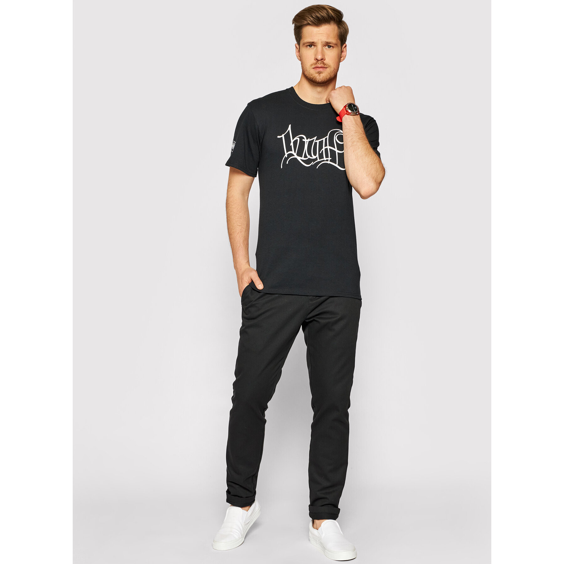 HUF Tricou HAZE Handstyle 2 TS01382 Negru Regular Fit - Pled.ro