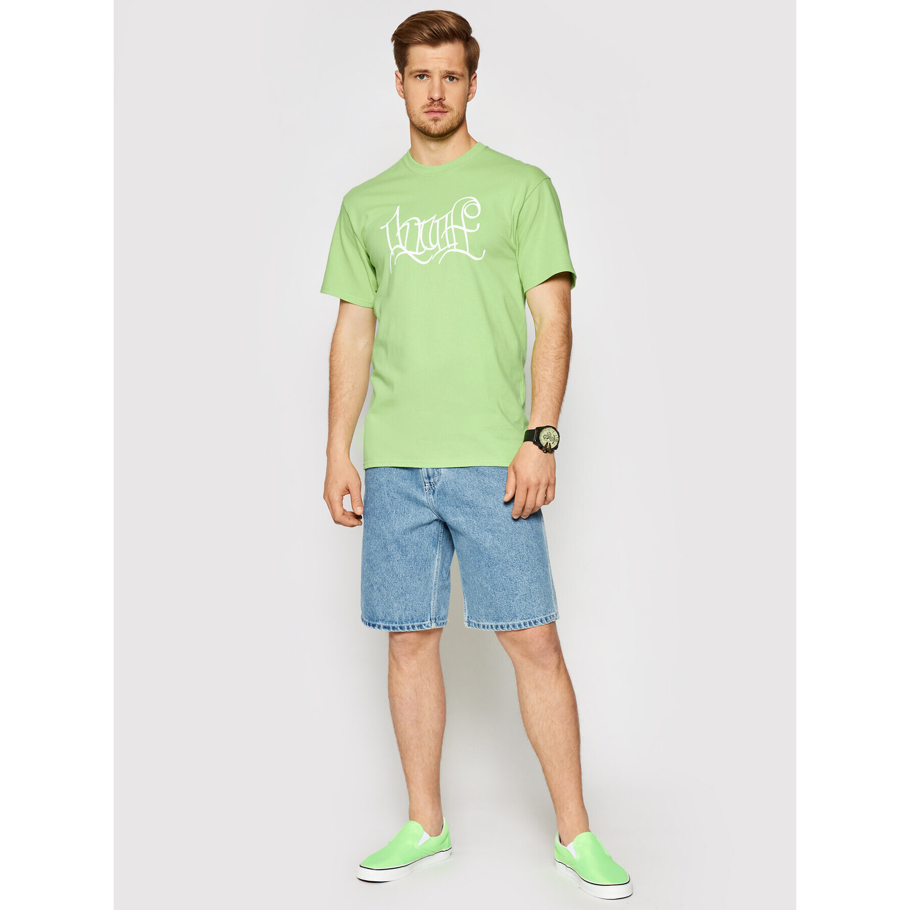 HUF Tricou HAZE Handstyle 2 TS01382 Verde Regular Fit - Pled.ro