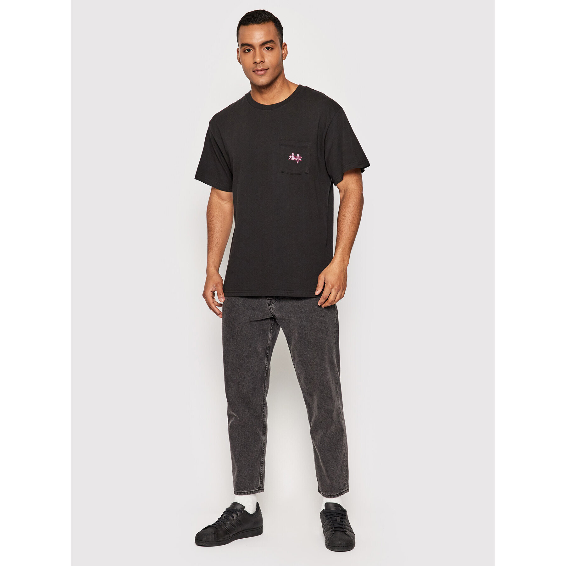 HUF Tricou HAZE Script Pocket TS01631 Negru Regular Fit - Pled.ro