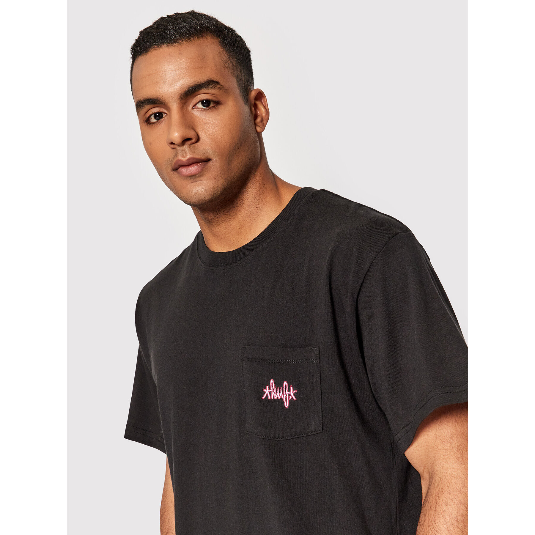 HUF Tricou HAZE Script Pocket TS01631 Negru Regular Fit - Pled.ro