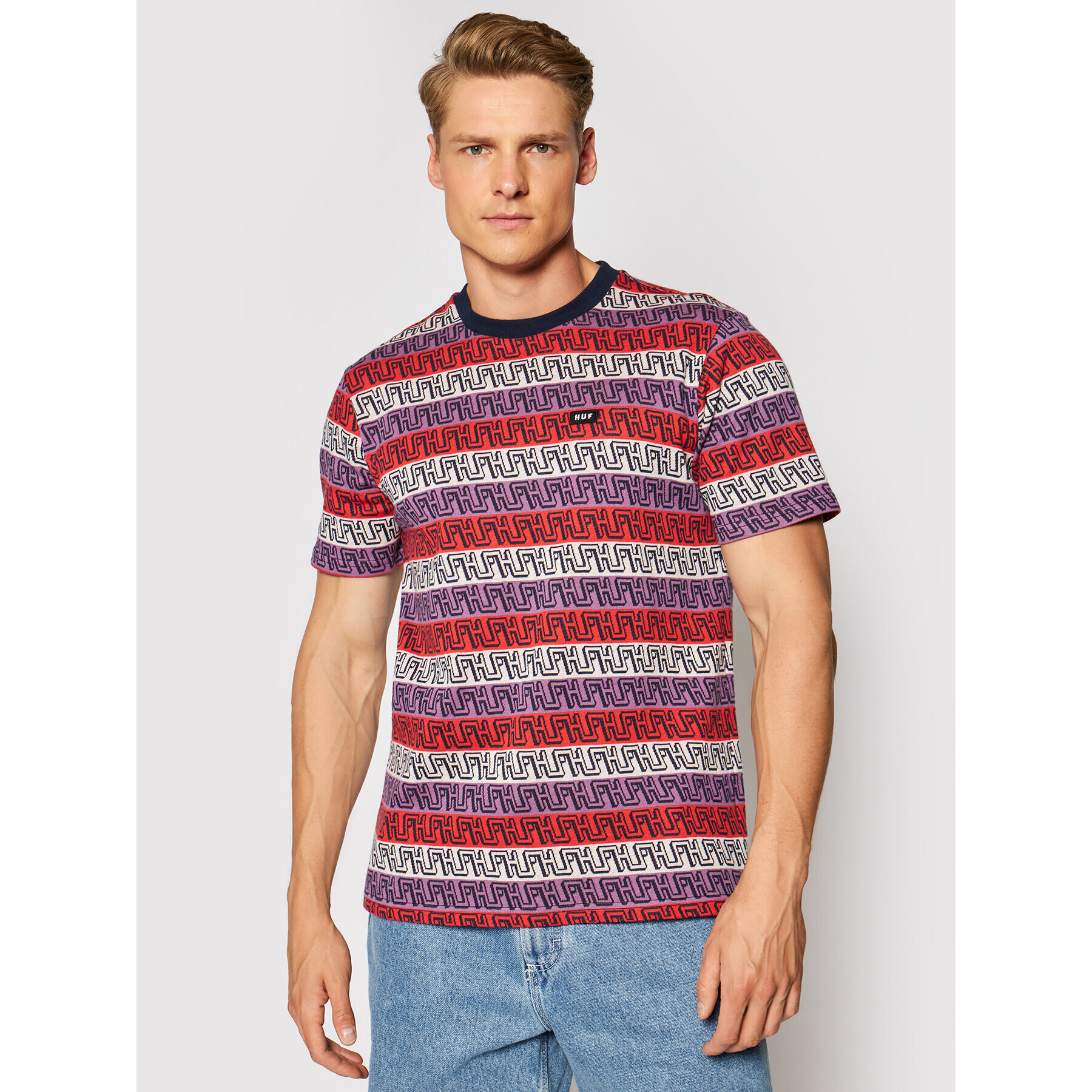 HUF Tricou Otis Jacquard KN00275 Colorat Regular Fit - Pled.ro