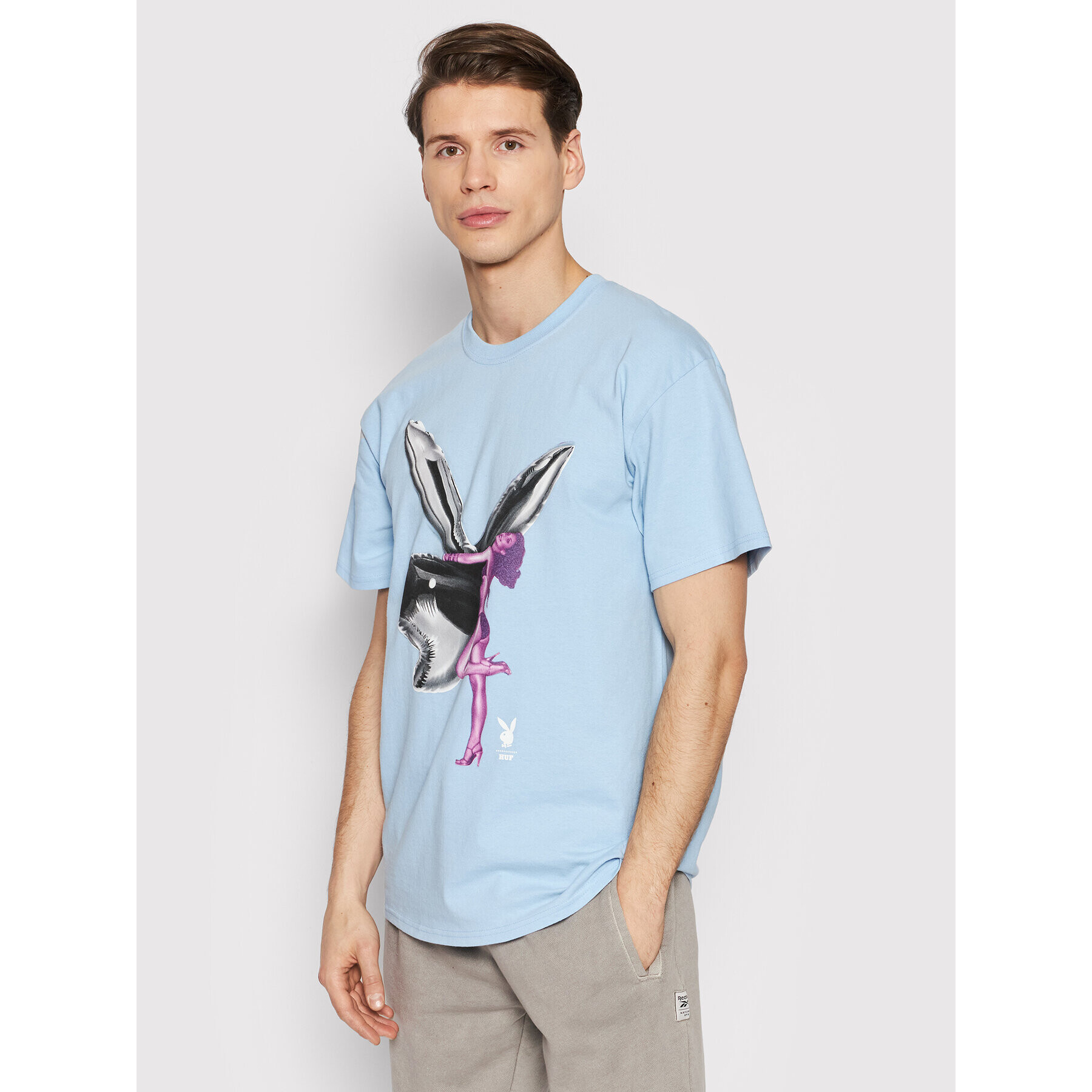 HUF Tricou PLAYBOY Bunny Balloon TS01781 Albastru Regular Fit - Pled.ro