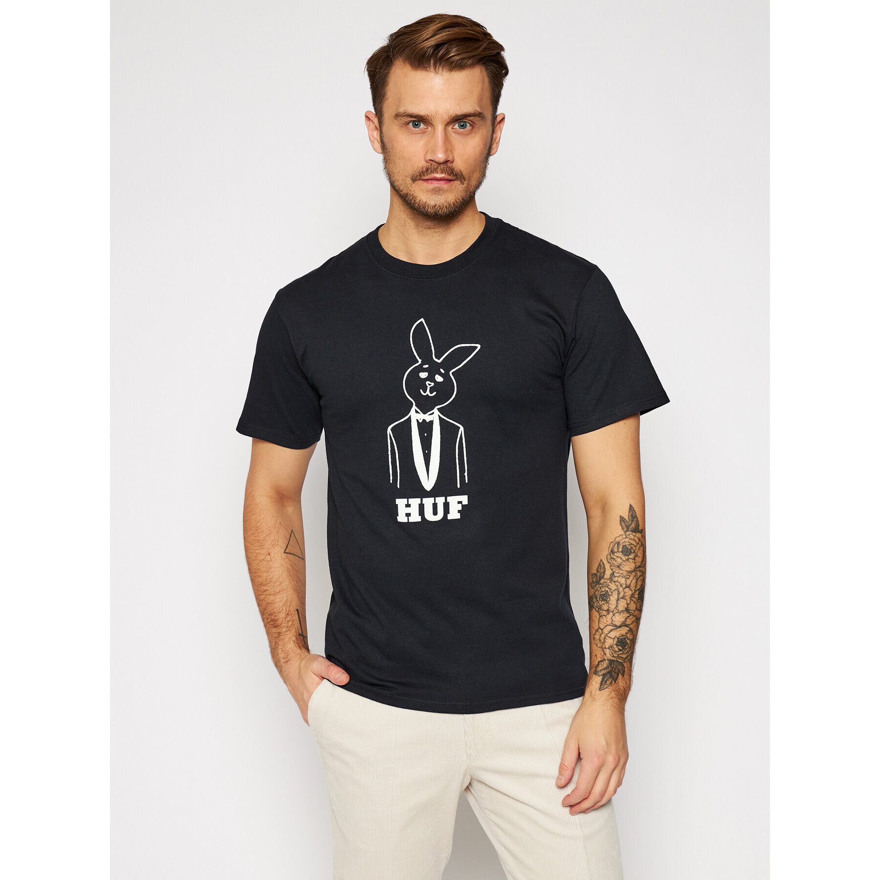 HUF Tricou PLAYBOY Mr Playboy TS01467 Negru Regular Fit - Pled.ro