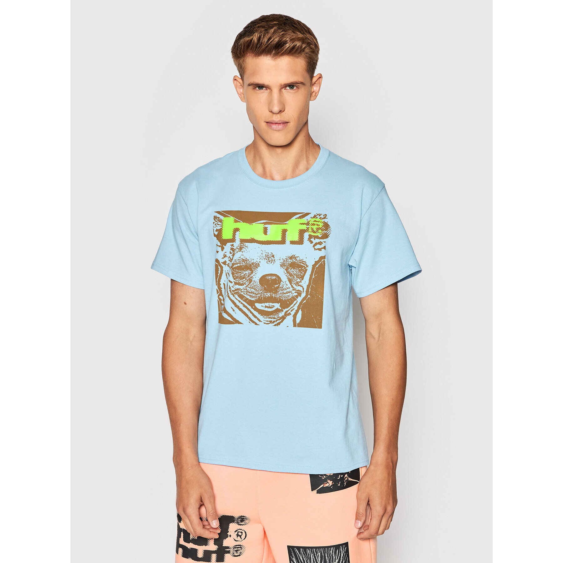 HUF Tricou Que Como TS01828 Albastru Regular Fit - Pled.ro