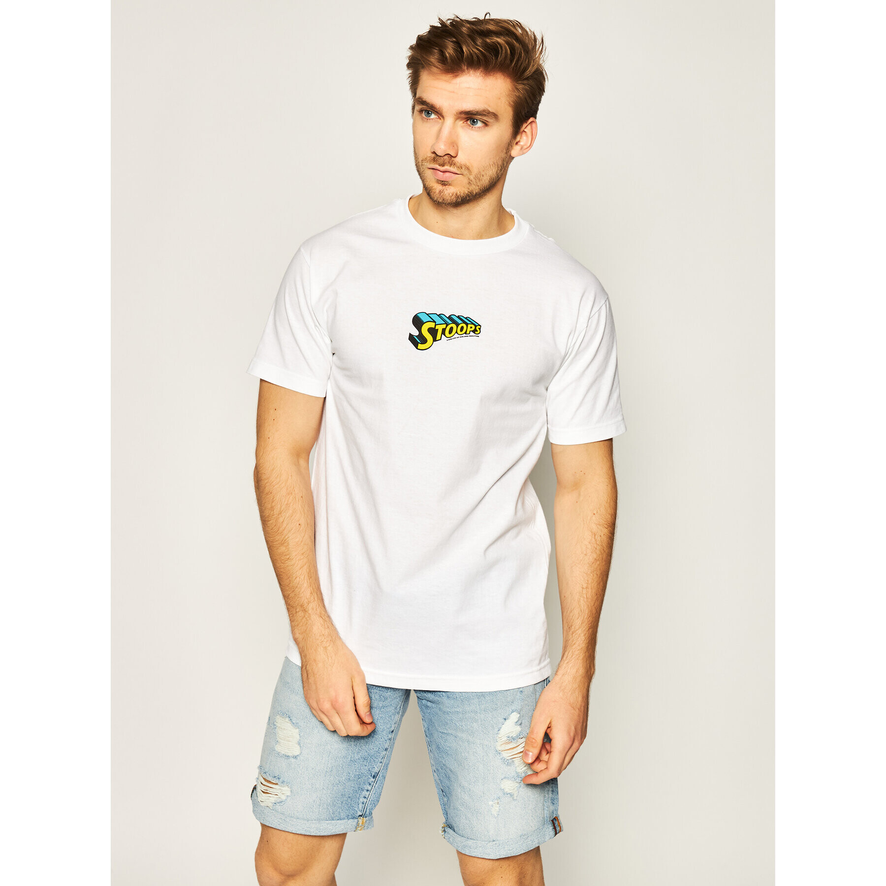 HUF Tricou Stoops Man TS01015 Alb Regular Fit - Pled.ro