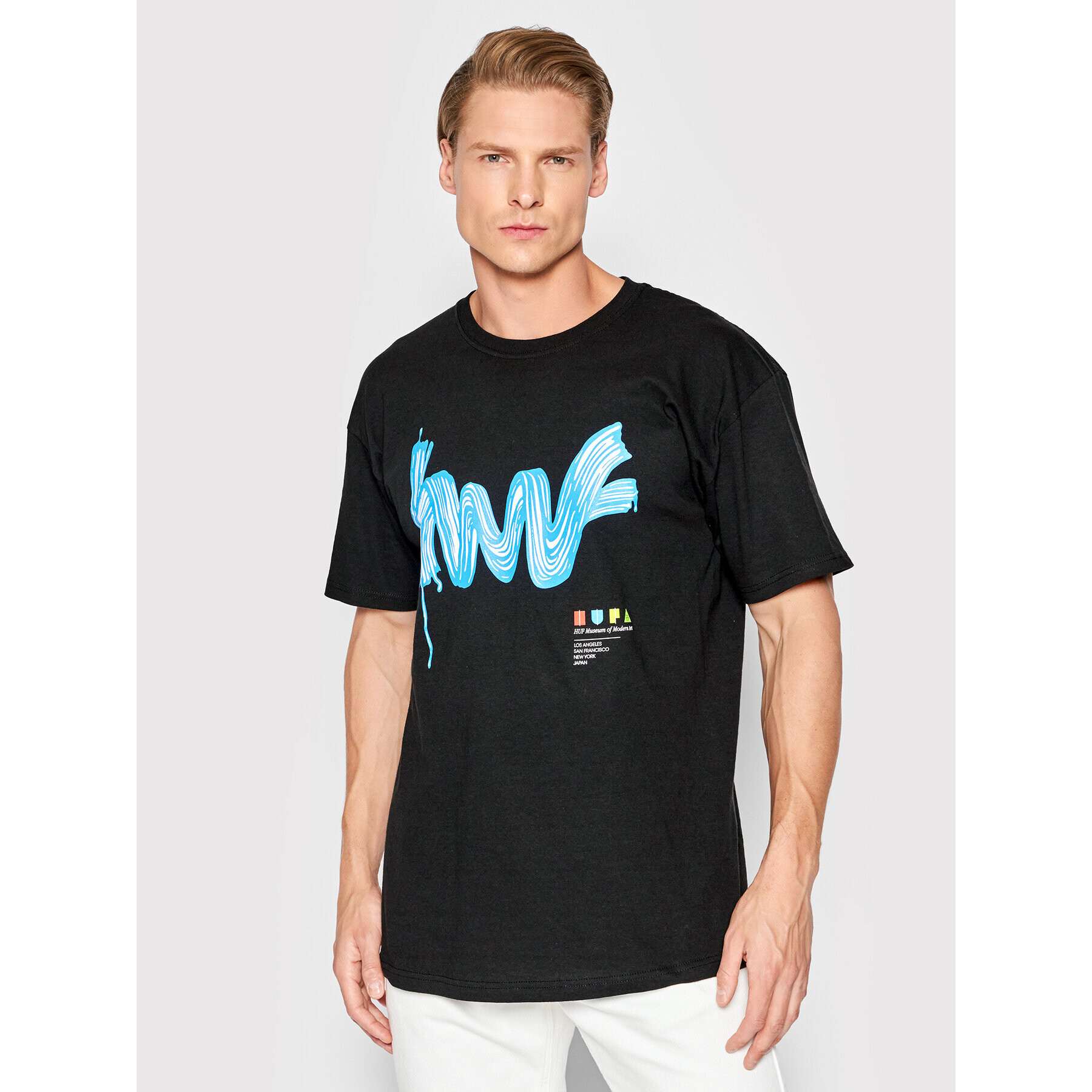 HUF Tricou Stroke Of Genius TS01653 Negru Regular Fit - Pled.ro