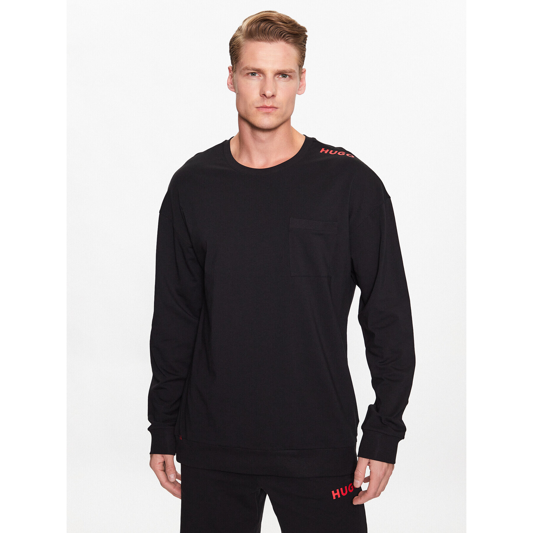 Hugo Bluză 50478910 Negru Relaxed Fit - Pled.ro