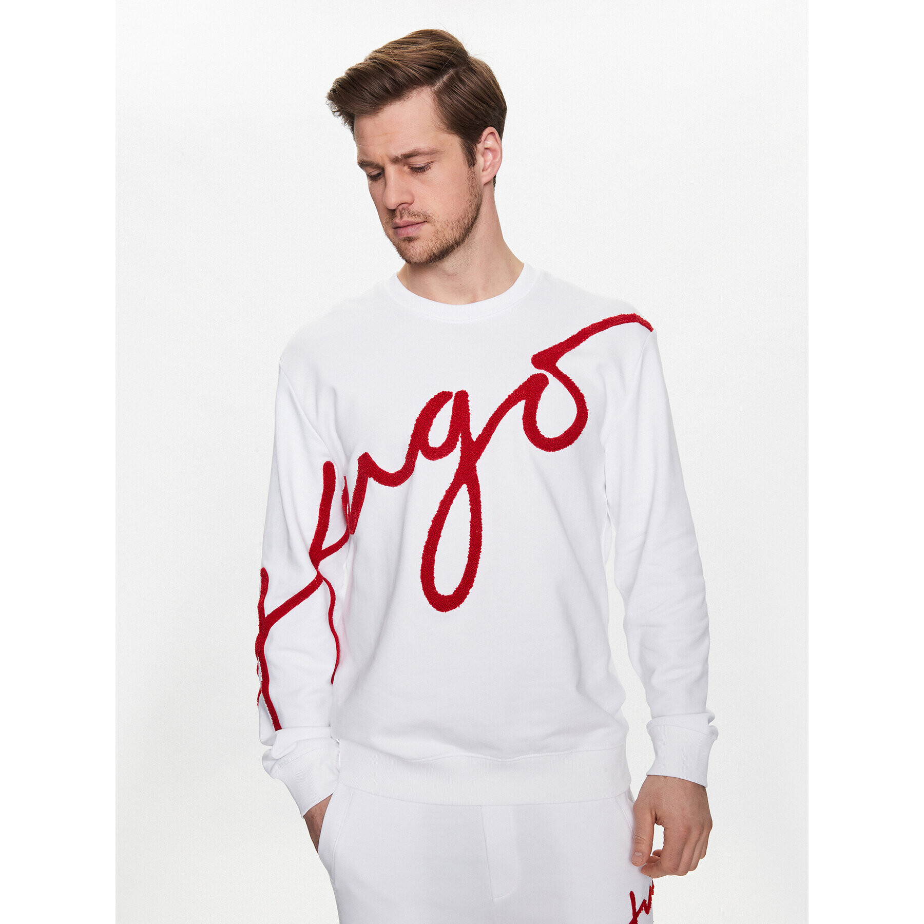 Hugo Bluză 50482922 Alb Regular Fit - Pled.ro