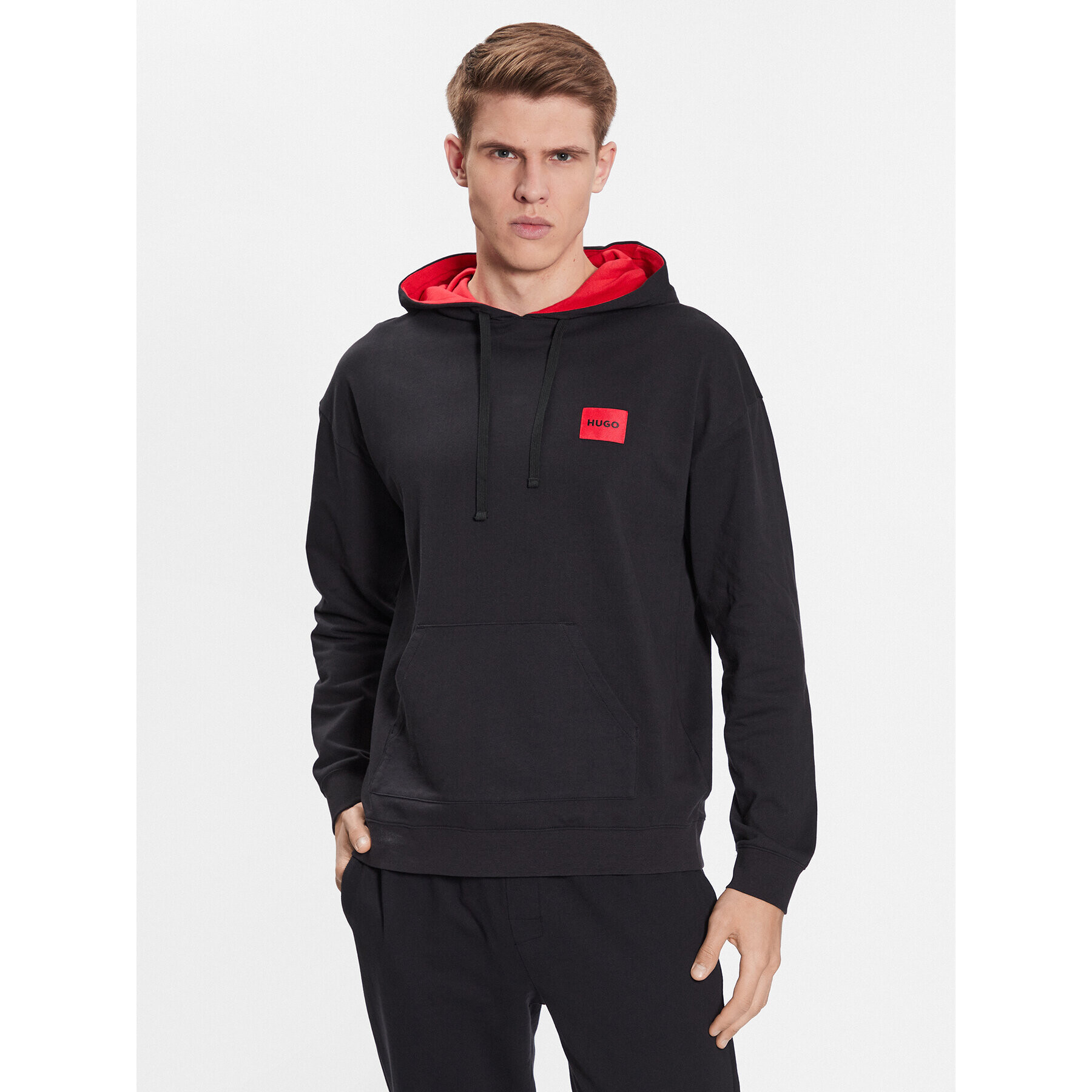 Hugo Bluză Cut Logo Hoodie 50490276 Negru Relaxed Fit - Pled.ro