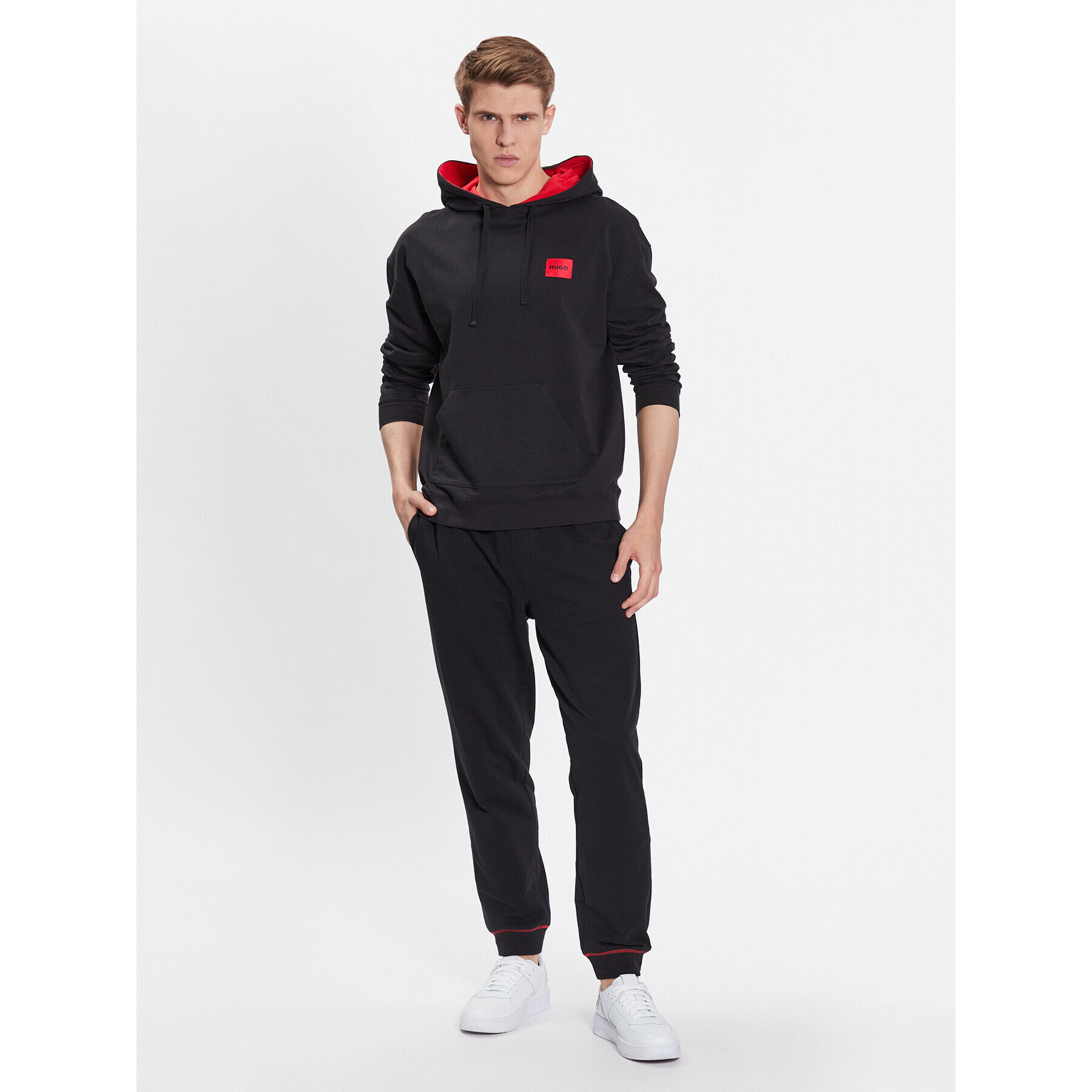 Hugo Bluză Cut Logo Hoodie 50490276 Negru Relaxed Fit - Pled.ro